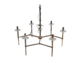 6-ARM CHROME CHANDELIER WITH FROSTED LUCITE BOBECHES