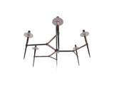 6-ARM CHROME CHANDELIER WITH FROSTED LUCITE BOBECHES
