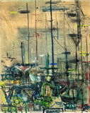 MIXED MEDIA HARBOR SCENE BY ELIANE ADINGRA (1964)