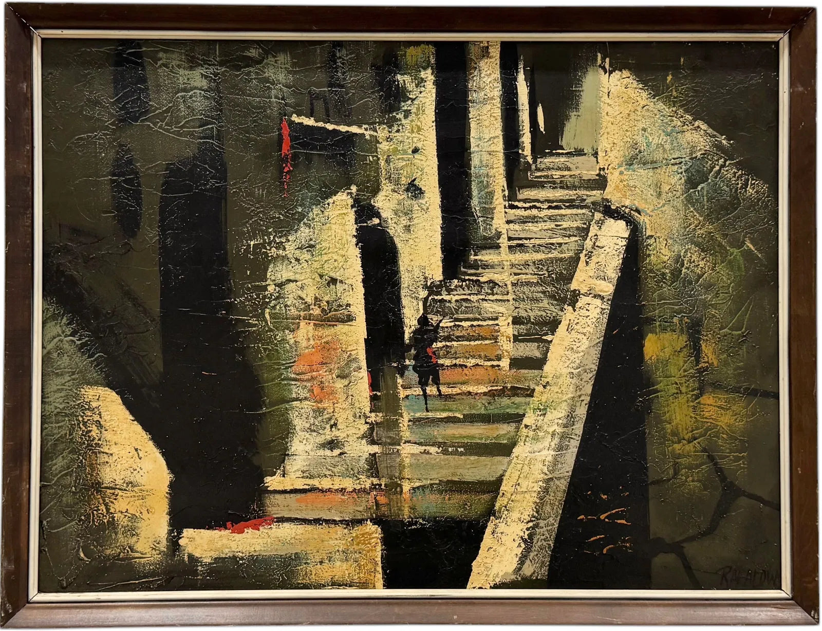 OIL-ON-BOARD CASTLE INTERIOR SIGNED “RAFALOW” (1965)