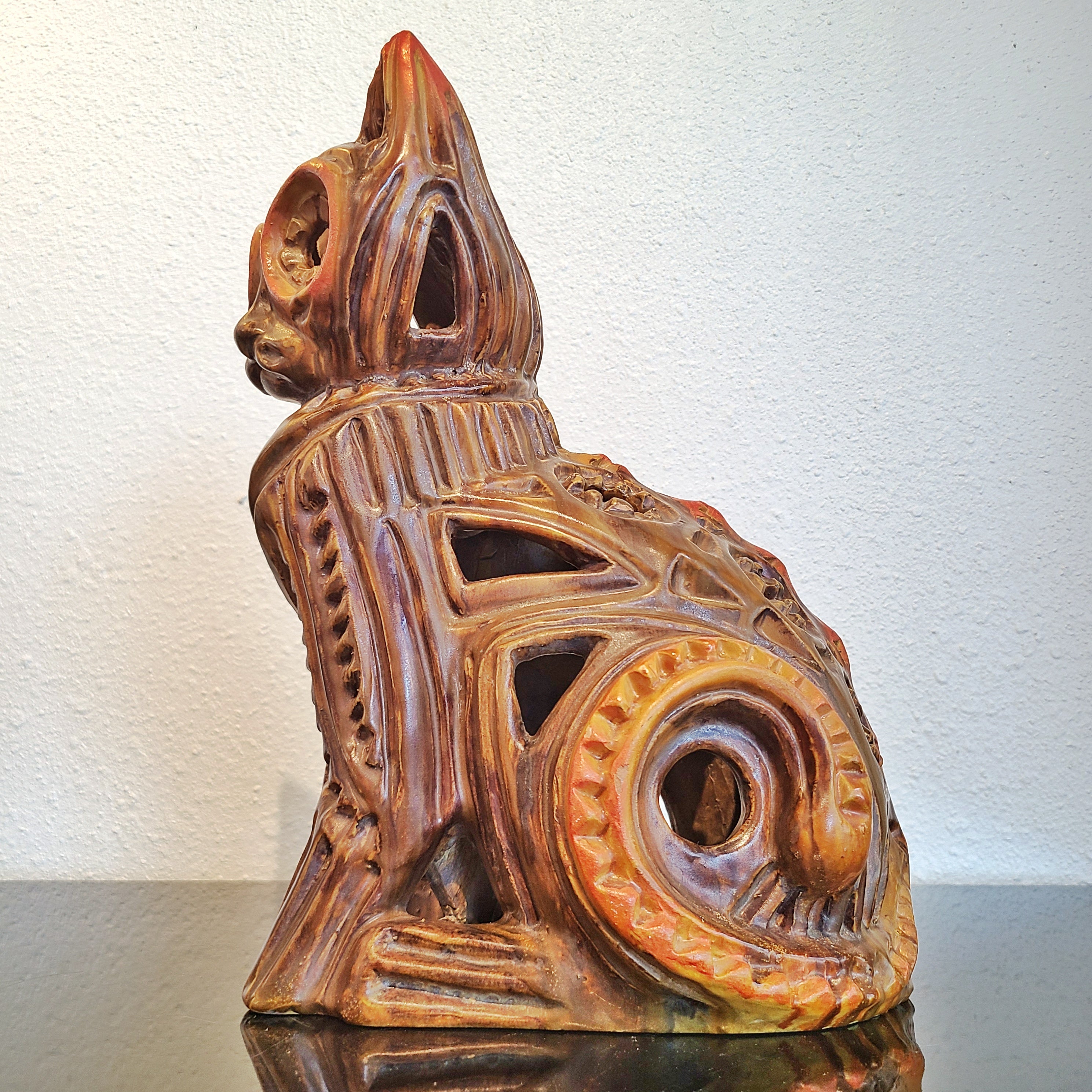 LARGE ABSTRACT CAT SCULPTURE BY ALVINO BAGNI (ITALY)