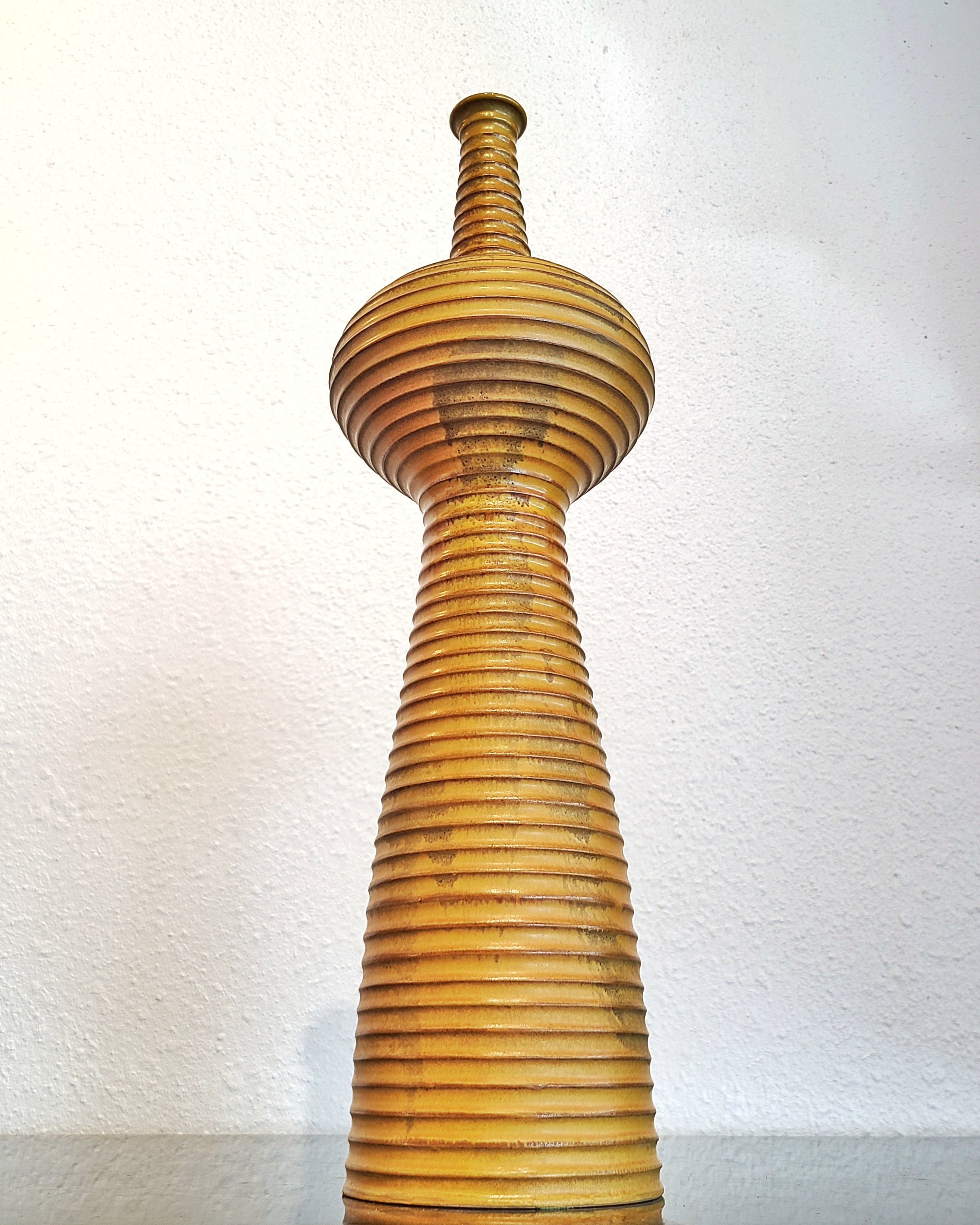 CONICAL VASE WITH BULB AND RIDGES BY ALVINO BAGNI