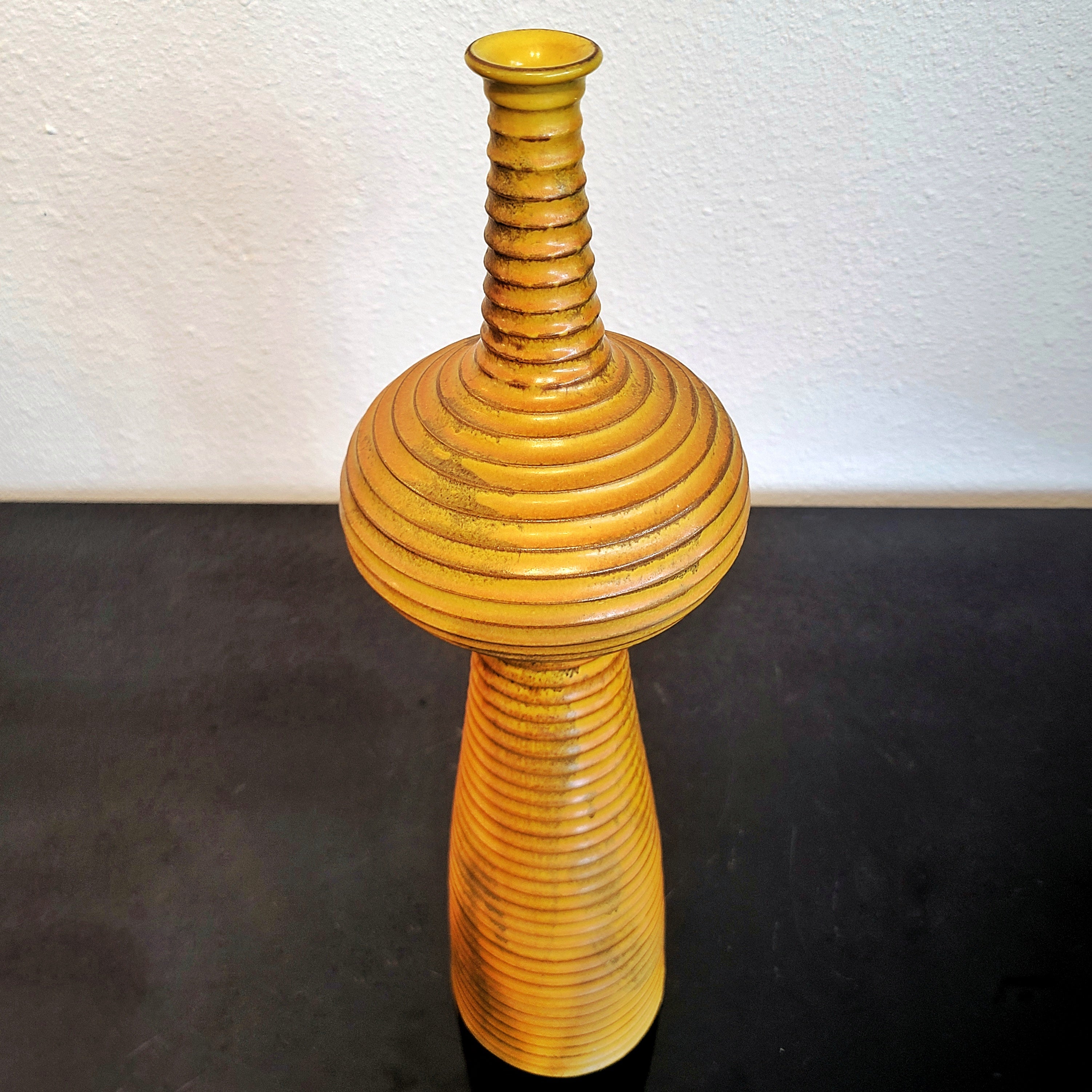 CONICAL VASE WITH BULB AND RIDGES BY ALVINO BAGNI