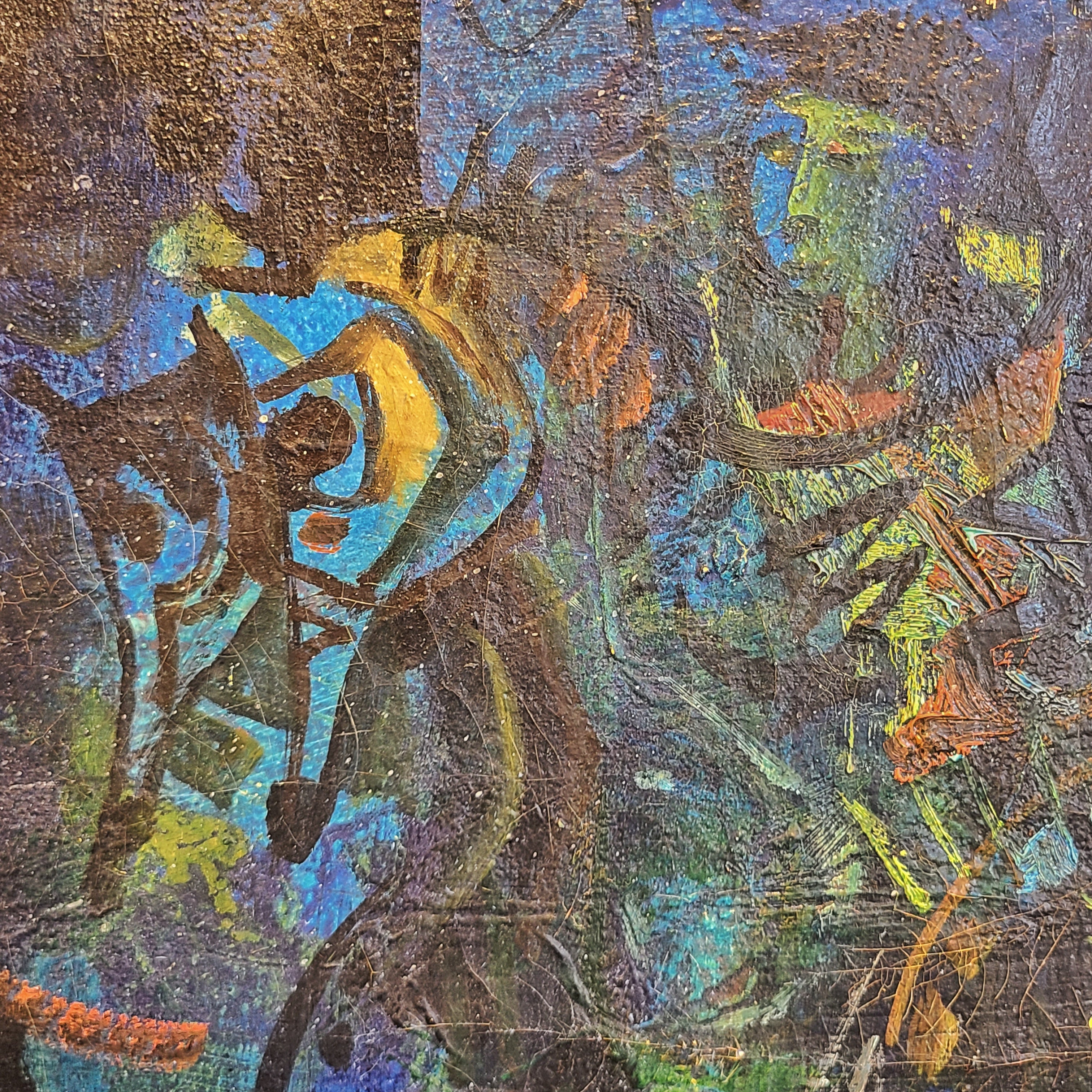 EQUESTRIAN ABSTRACT BY UNKNOWN GERMAN ARTIST (1960s)