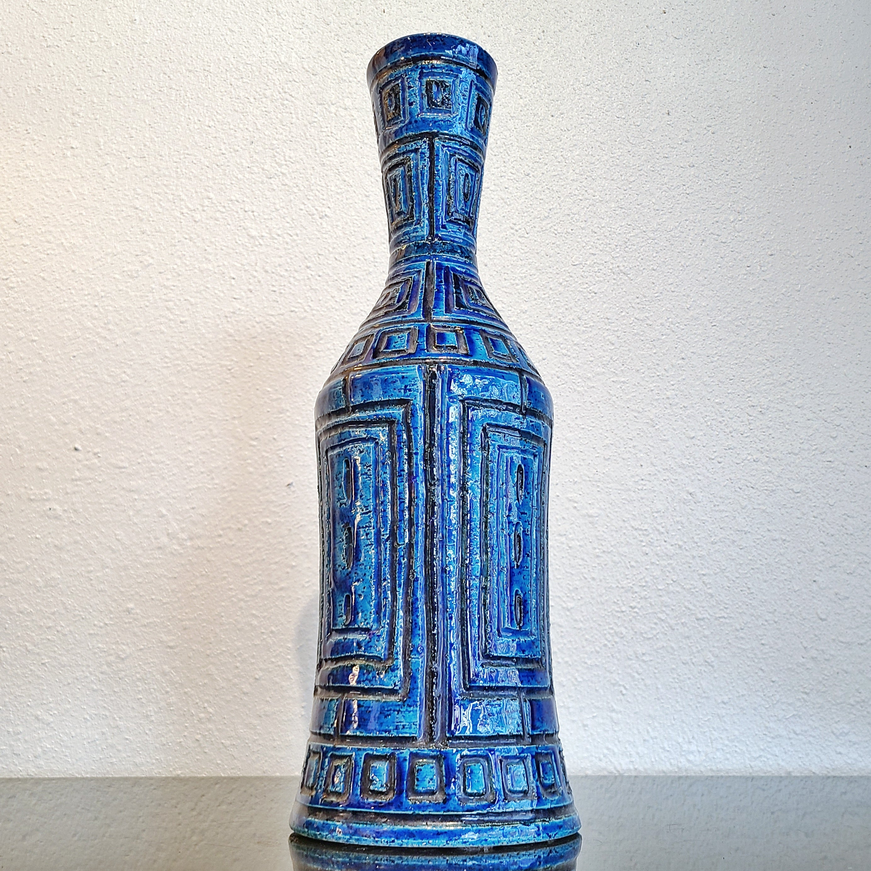 XL BLUE GEOMETRIC DÉCOR VASE BY SARDARTIS (ITALY)