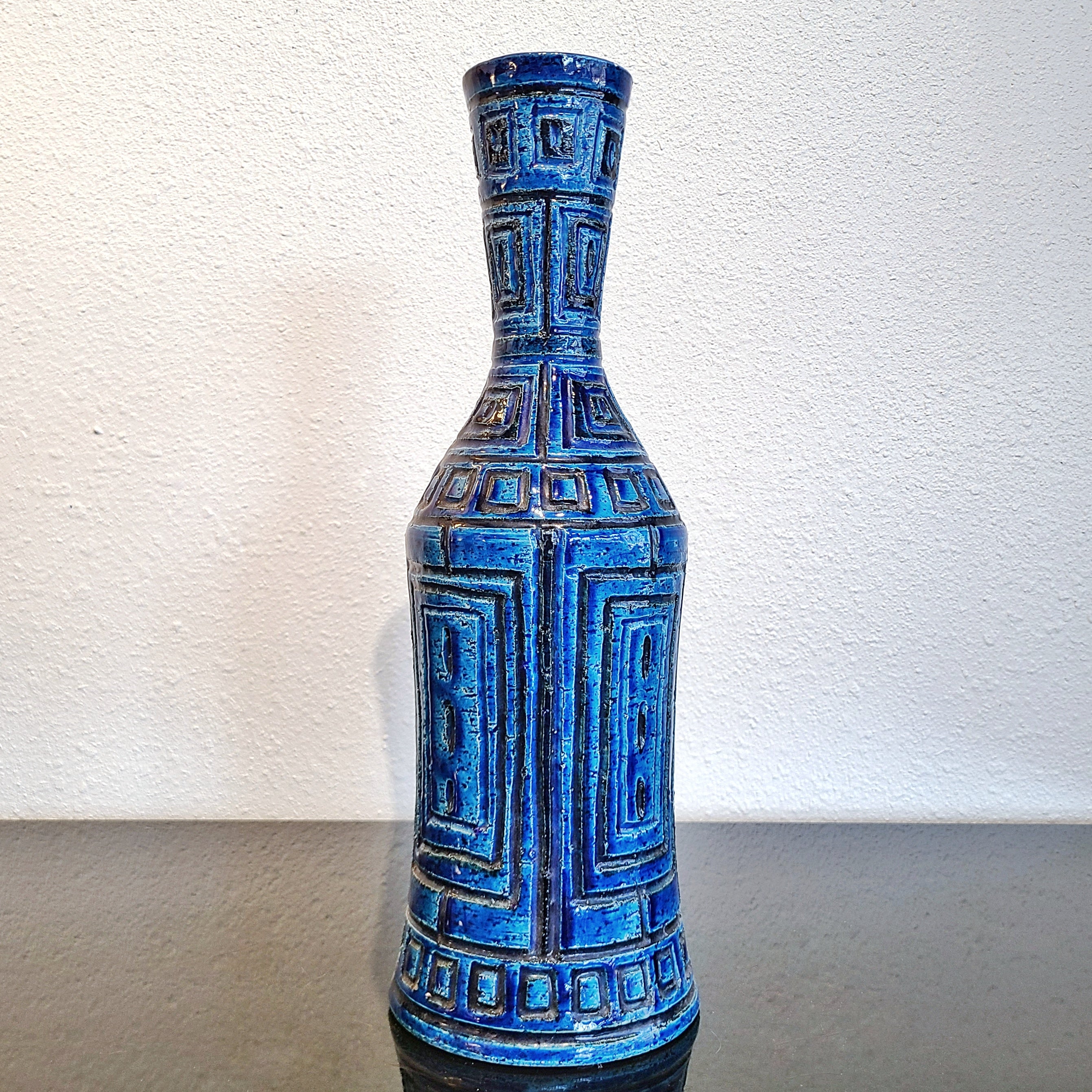 XL BLUE GEOMETRIC DÉCOR VASE BY SARDARTIS (ITALY)