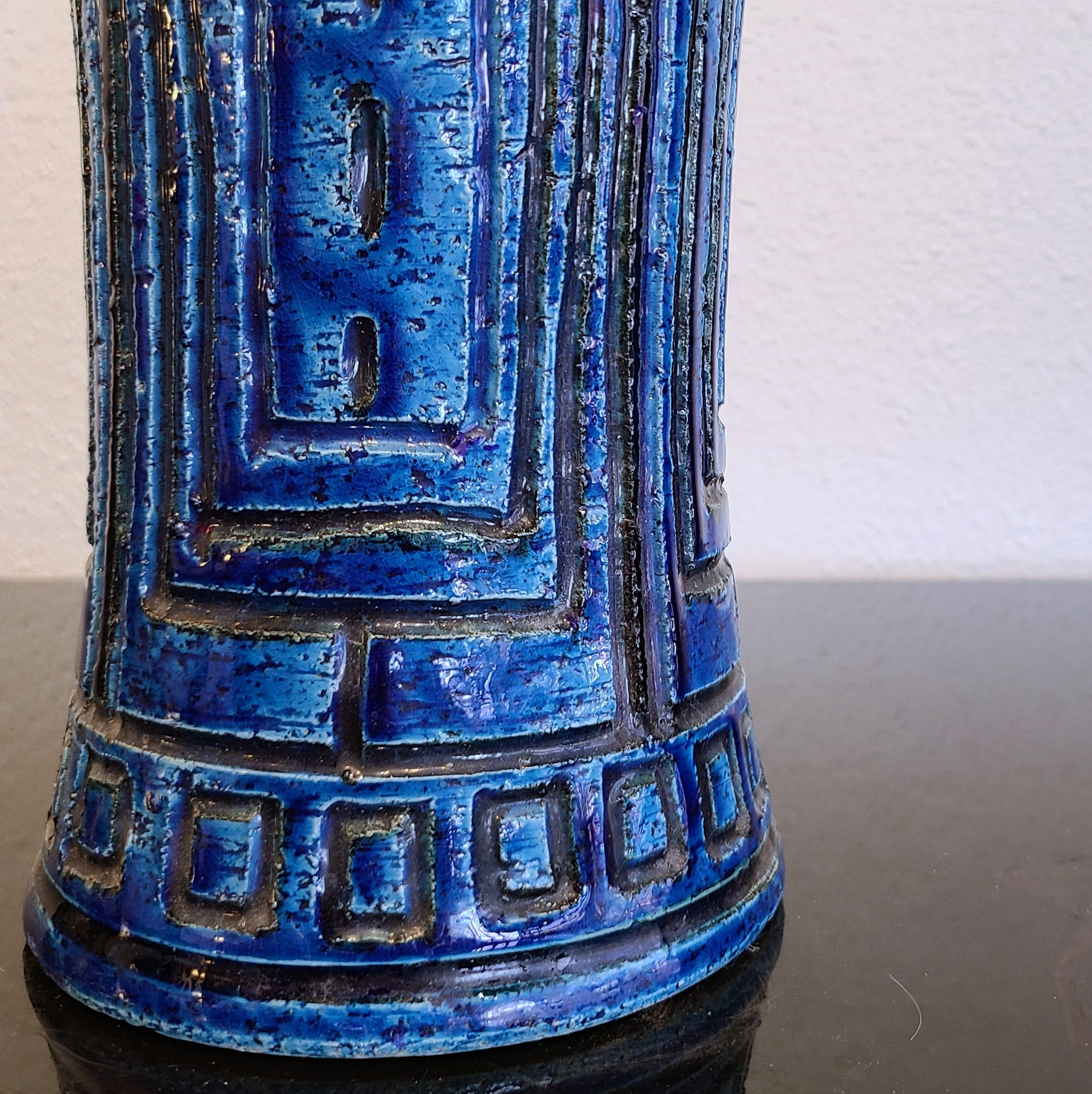XL BLUE GEOMETRIC DÉCOR VASE BY SARDARTIS (ITALY)