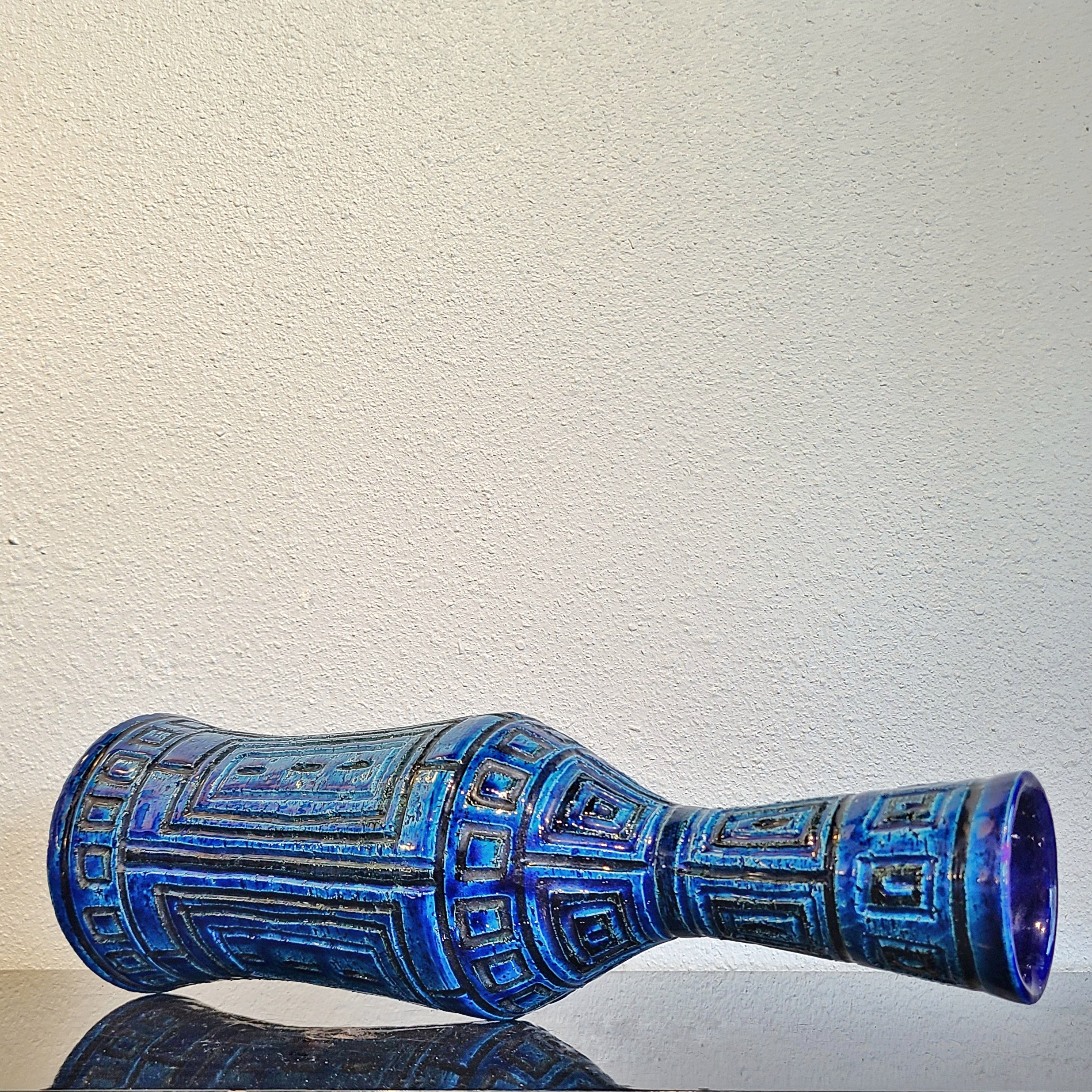 XL BLUE GEOMETRIC DÉCOR VASE BY SARDARTIS (ITALY)