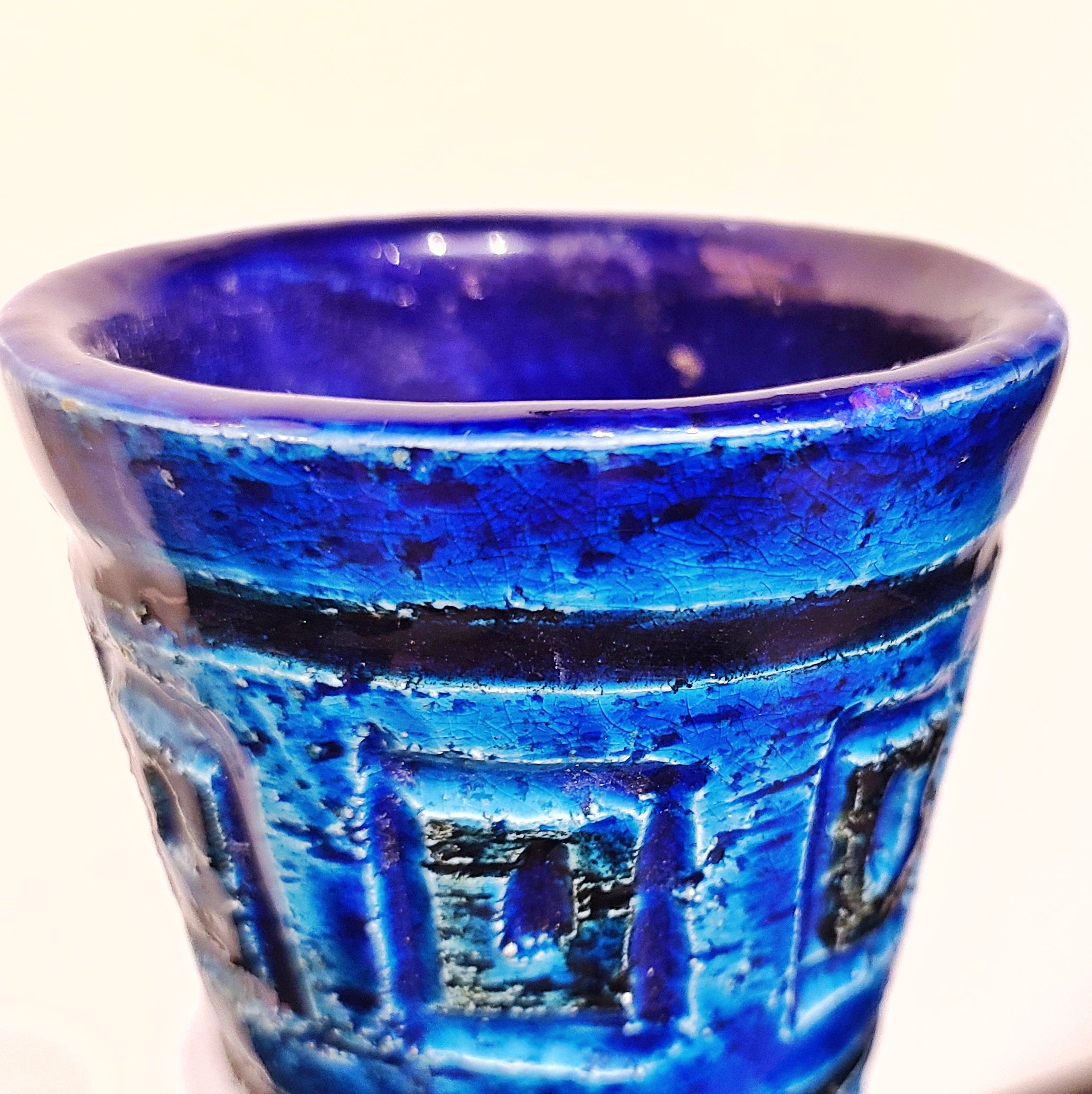 XL BLUE GEOMETRIC DÉCOR VASE BY SARDARTIS (ITALY)
