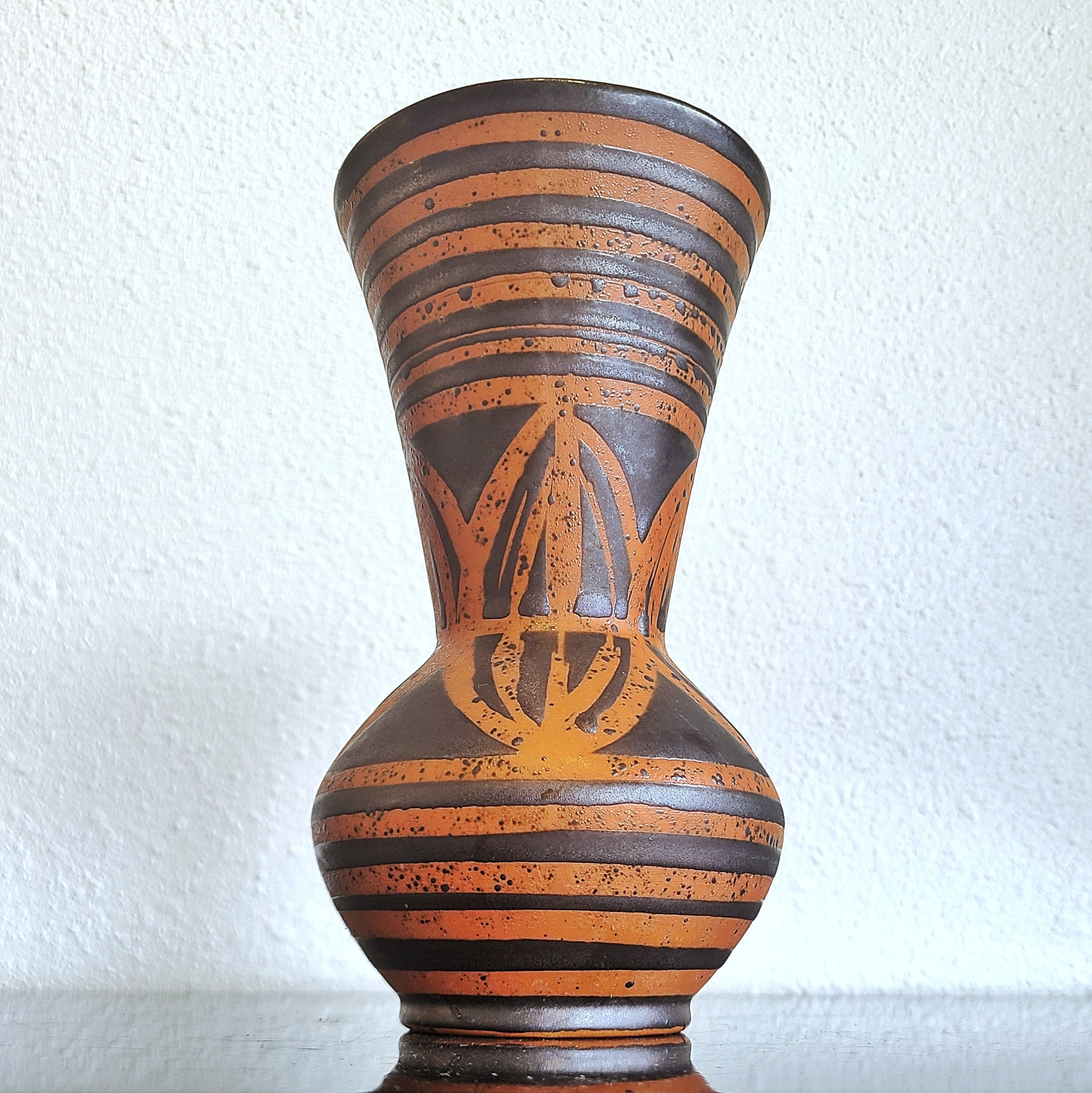 RUST ORANGE ‘ANKARA’ FUNNEL-MOUTH VASE BY HELMUT SCHOLTIS FOR CARSTENS