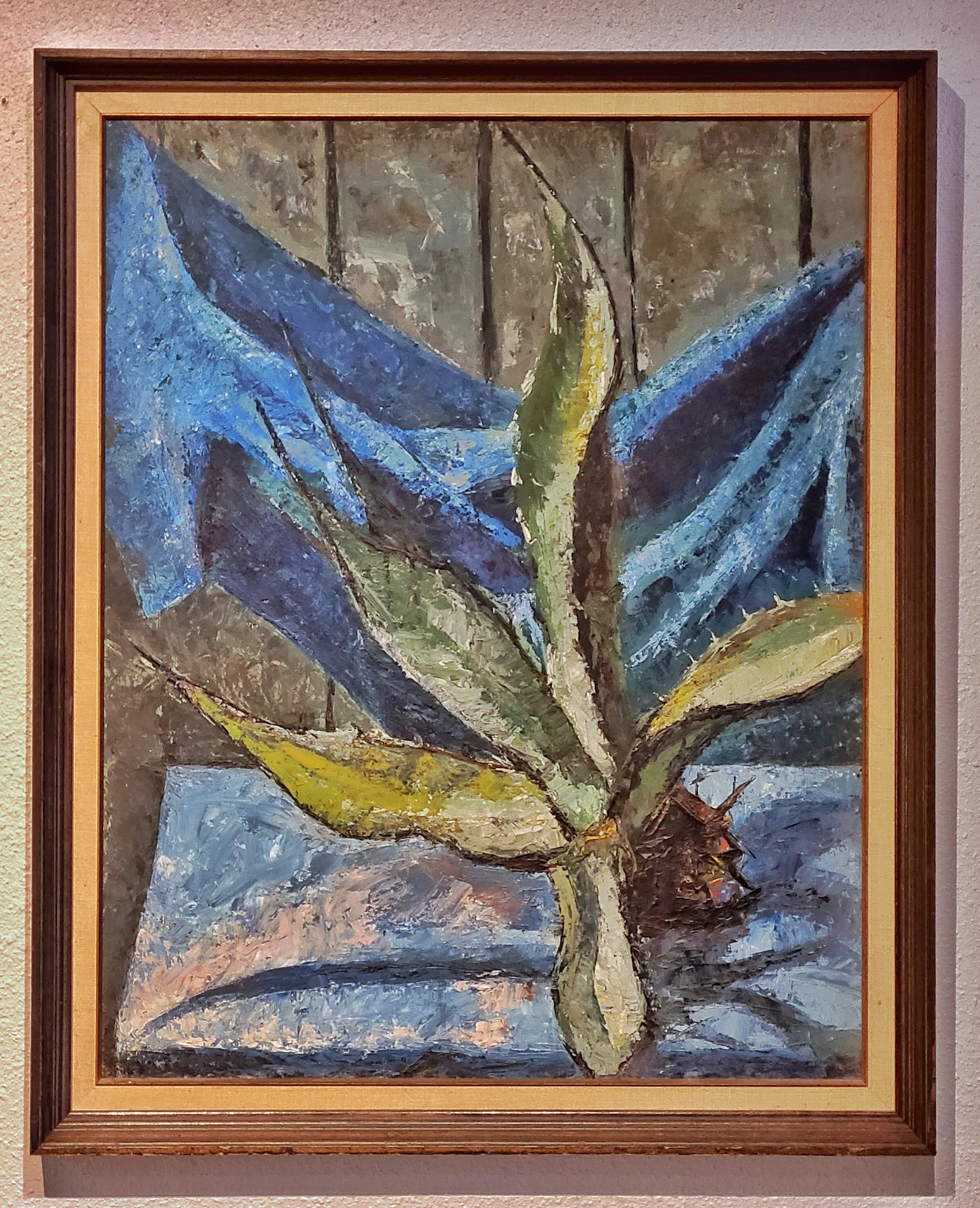 JOHN BAGGETT IMPASTO OIL ON MASONITE  STILL LIFE WITH YUCCA