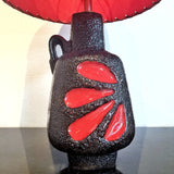 RARE EMONS & SÖHNE RED-ON-BLACK ‘PETAL’ DÉCOR TABLE LAMP
