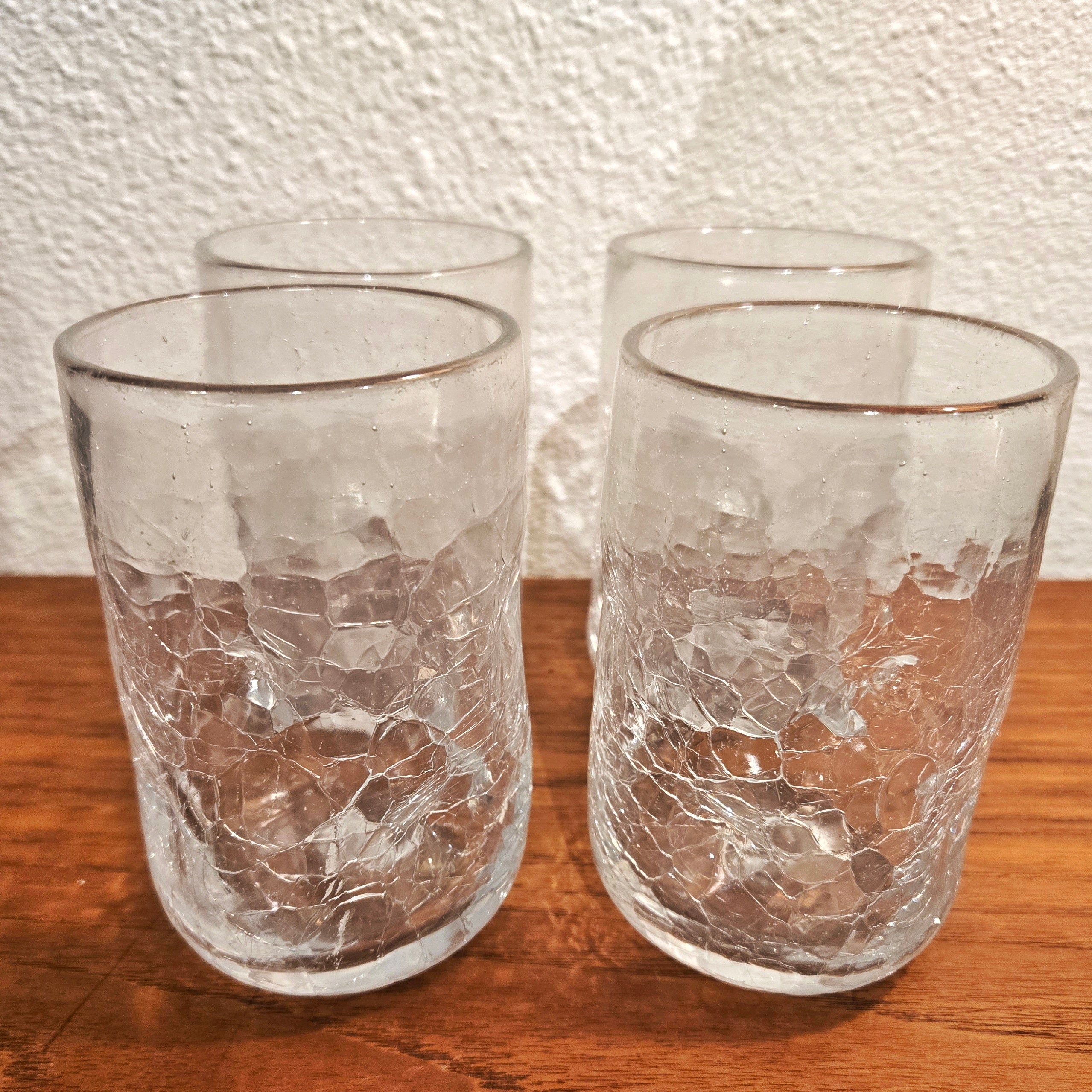 BLENKO 12-OZ CRACKLE-GLASS TUMBLER SET (1960s)