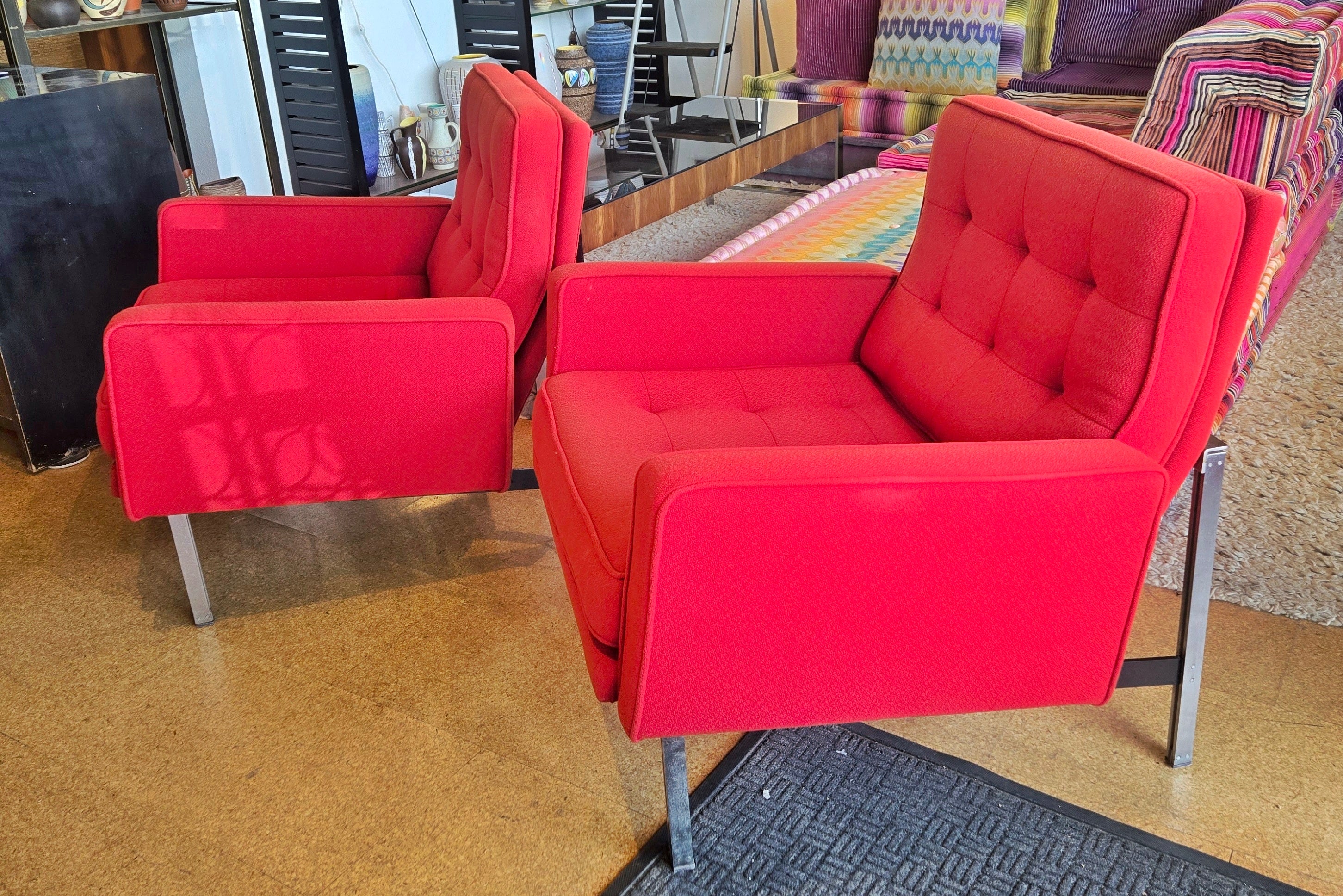FLORENCE KNOLL PARALLEL BAR LOUNGE CHAIR FOR KNOLL ASSOCIATES (d. 1955)