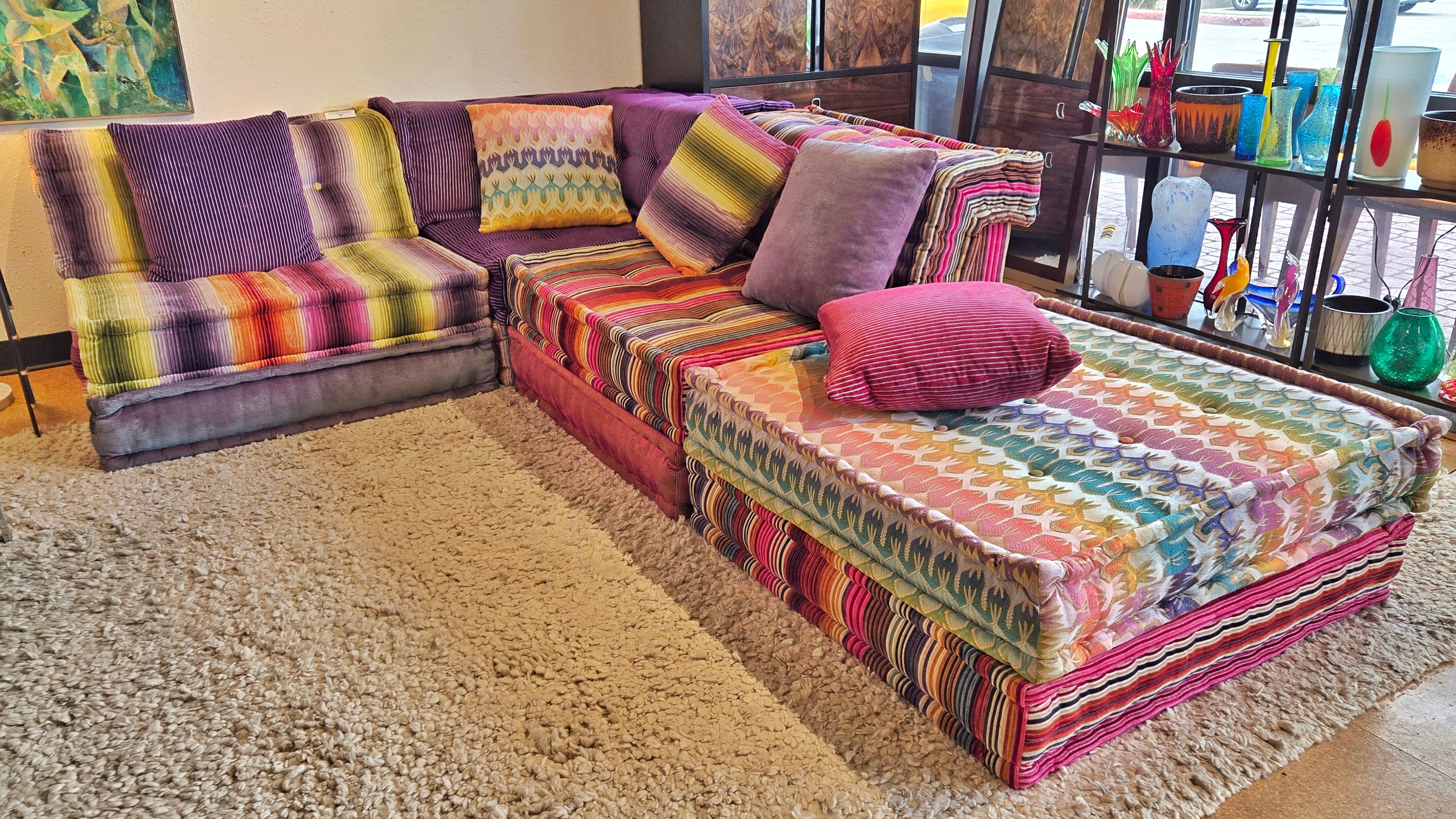 AUTHENTIC ‘MAH JONG’ SOFA AND PILLOWS BY HANS HOPFER FOR ROCHE BOBOIS (13 PIECES)