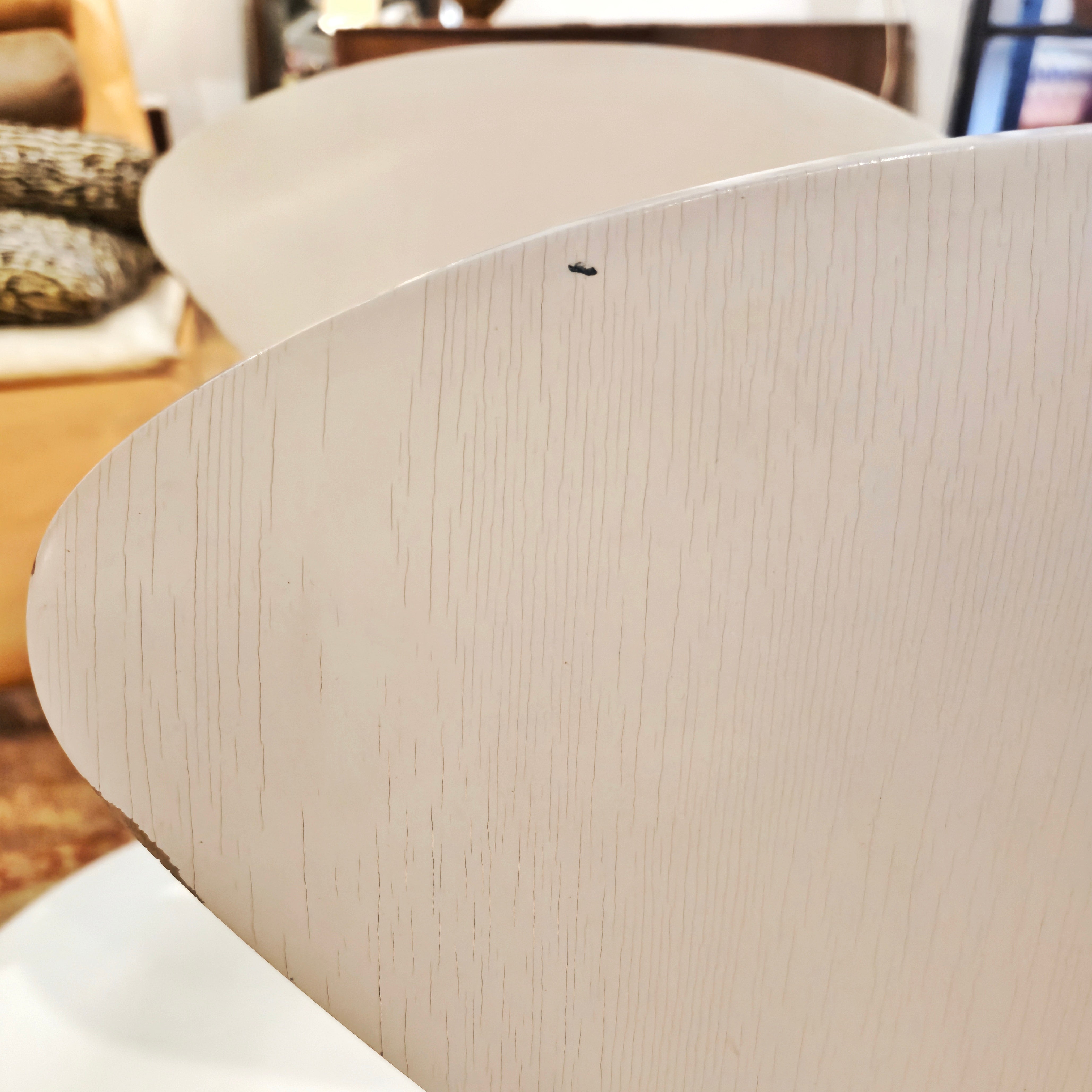 SET OF FOUR WHITE LACQUER  STACKING CHAIRS BY NORMAN CHERNER