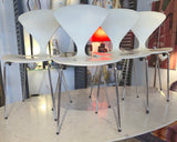 SET OF FOUR WHITE LACQUER  STACKING CHAIRS BY NORMAN CHERNER