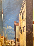 VINTAGE HAND-PAINTED FOUR-PANEL “PORT OF VENICE” FOLDING SCREEN