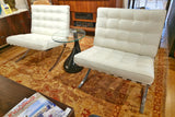 ITALIAN-MADE WHITE LEATHER PAVILION CHAIRS (PAIR)