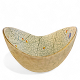 ’50s MARZI & REMY FOLDED BOWL WITH WHITE ON BLUE CRAWL GLAZE