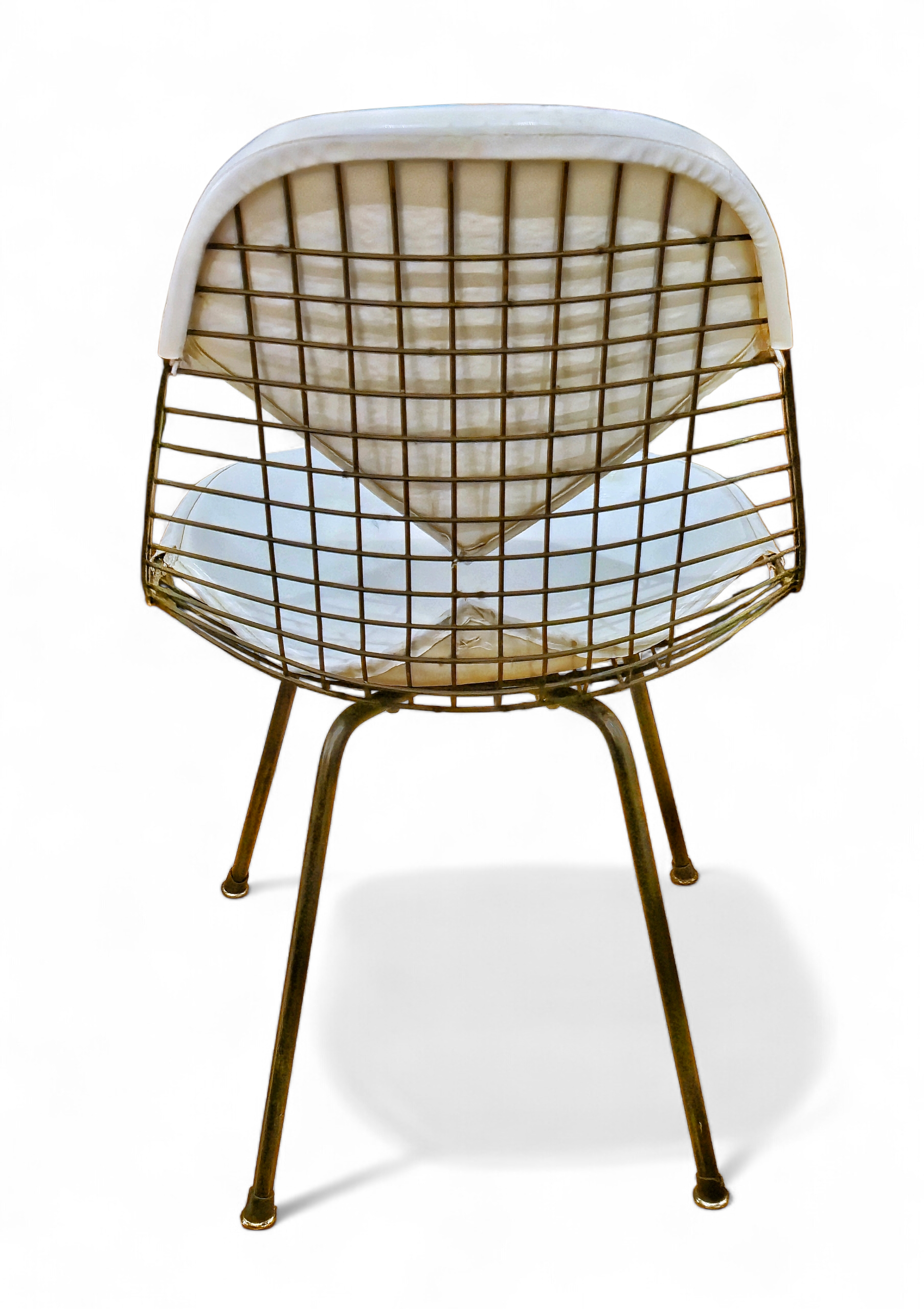 FIRST GENERATION EAMES DKX WIRE CHAIR WITH WHITE BIKINI PAD (1951-1954)
