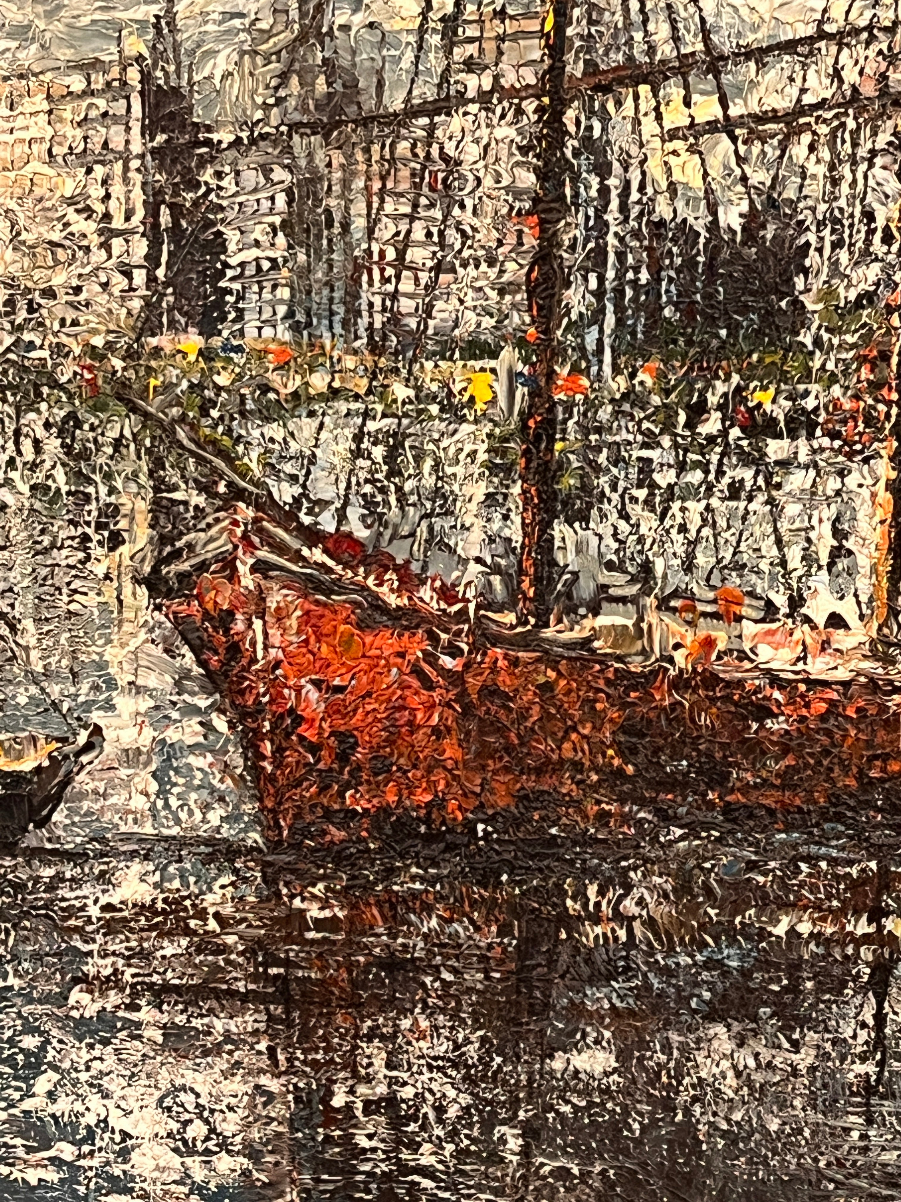 AMERICAN SCHOOL HARBOR SCENE SIGNED “BRANDENBURG” (1960s)