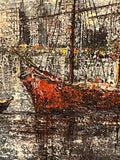 AMERICAN SCHOOL HARBOR SCENE SIGNED “BRANDENBURG” (1960s)
