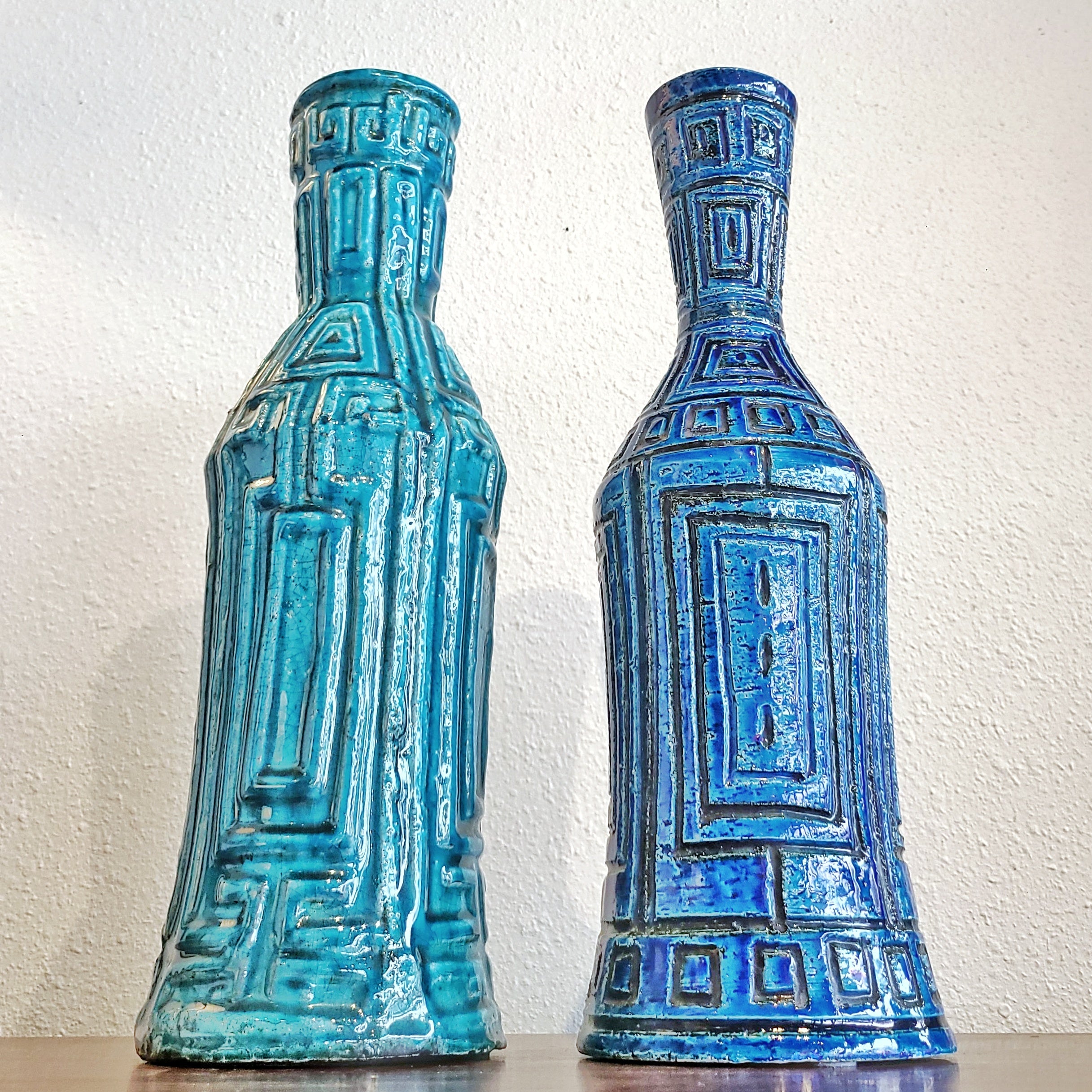 XL BLUE GEOMETRIC DÉCOR VASE BY SARDARTIS (ITALY)