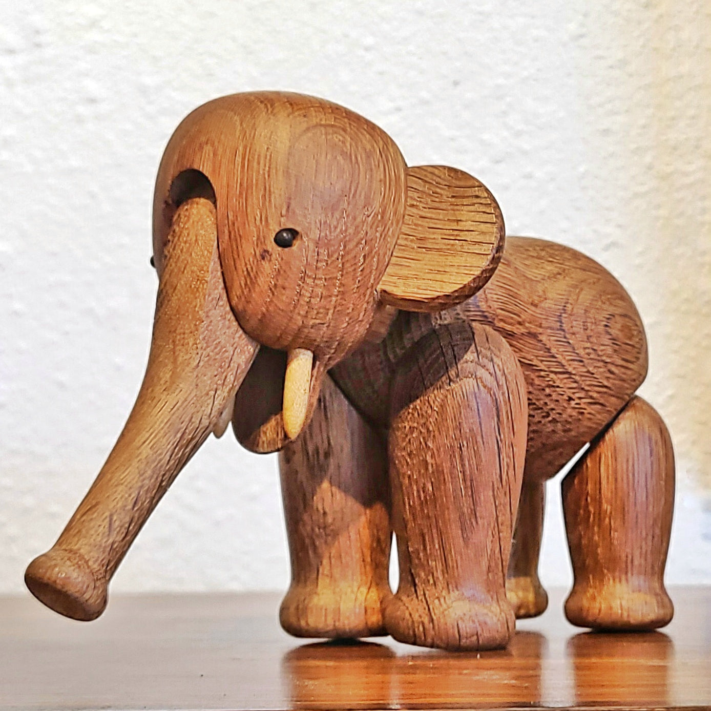 EARLY ORIGINAL ARTICULATED OAK ELEPHANT BY KAY BOJESEN (DENMARK)