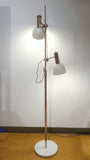 ’70s ITALIAN CHROME DOUBLE-HEADED FLOOR LAMP WITH MARBLE BASE