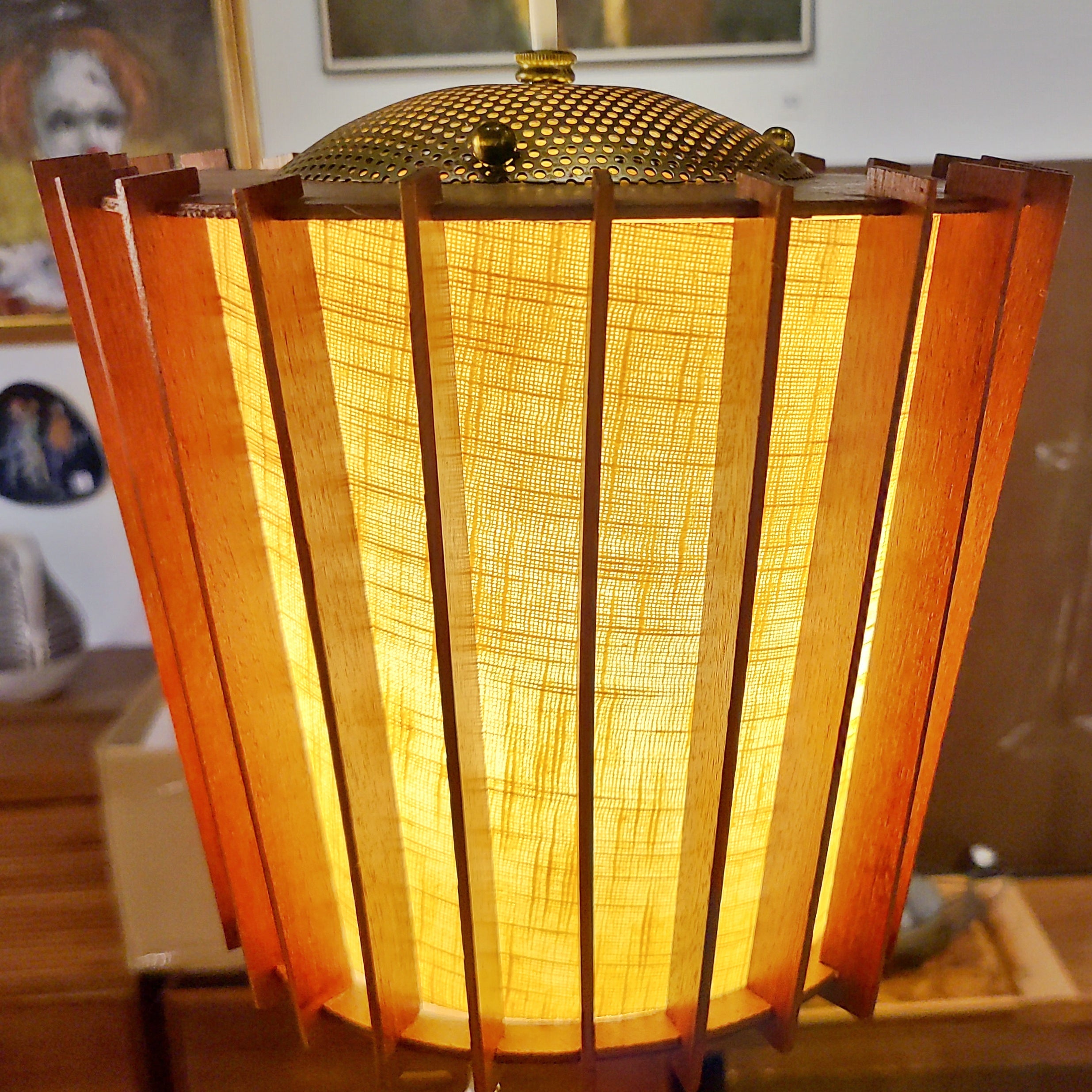 TEAK BAFFLE PENDANT/SWAG LAMP (CANADA)