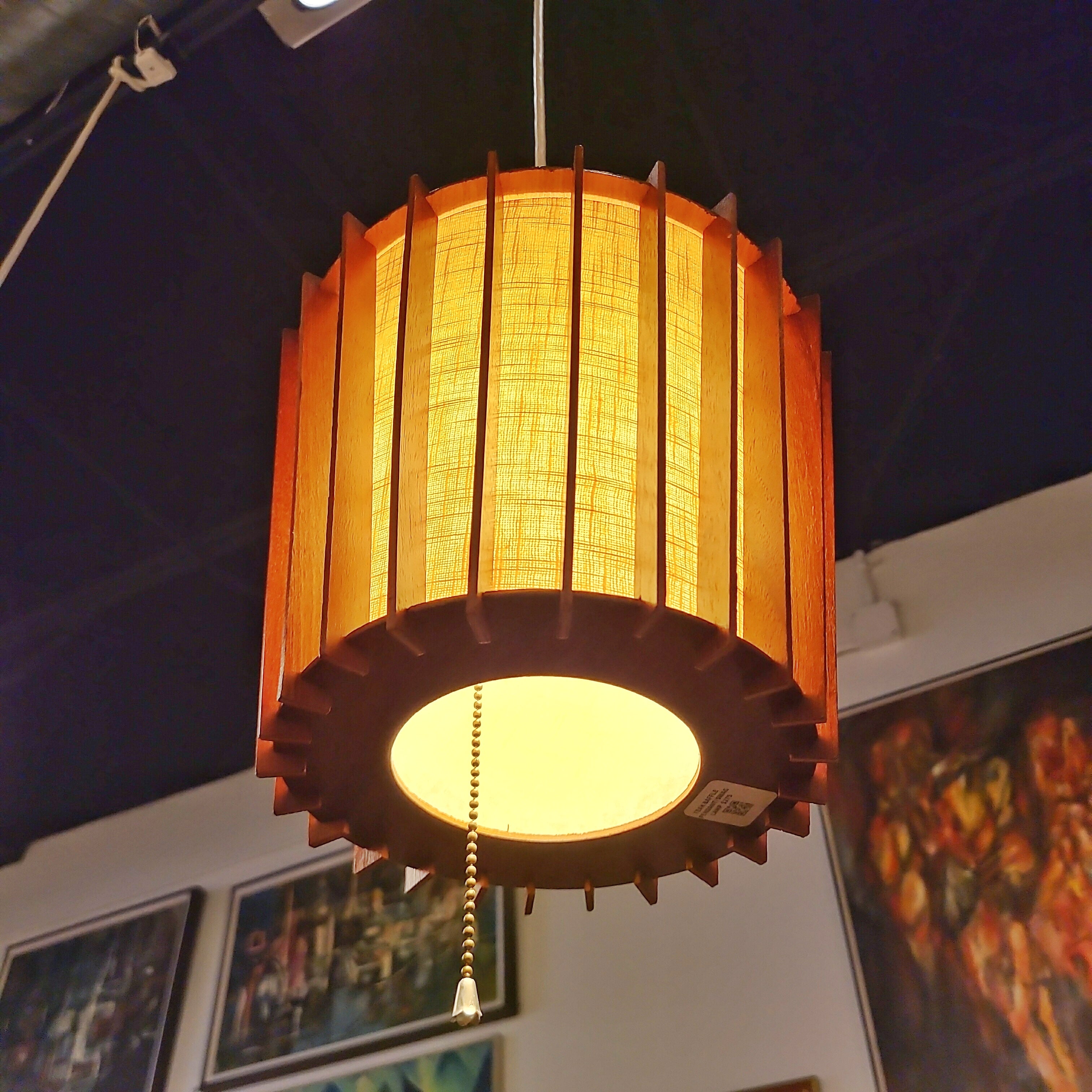 TEAK BAFFLE PENDANT/SWAG LAMP (CANADA)