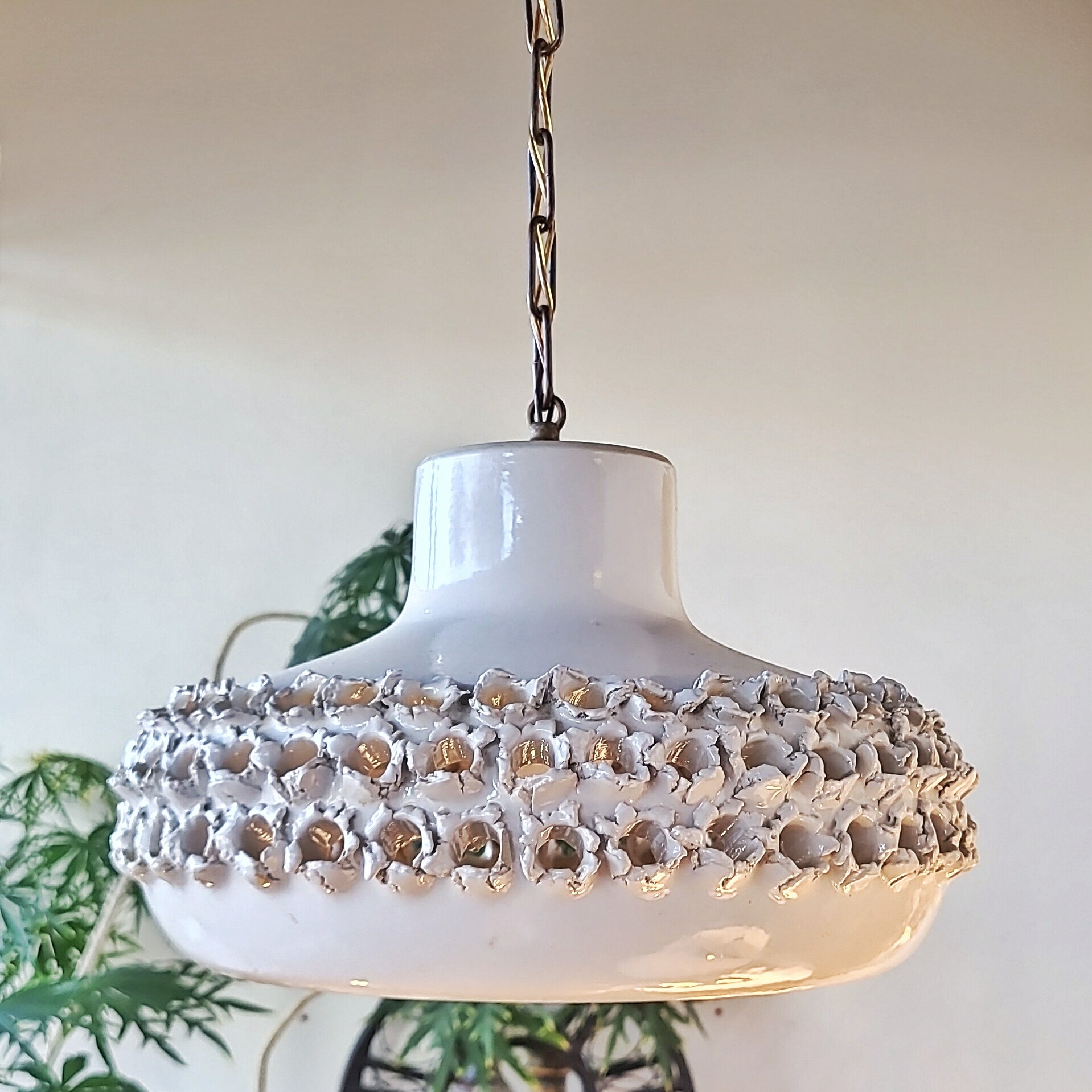 STONEWARE LIGHT FIXTURE BY AKSEL LARSEN  FOR AXELLA (DENMARK)