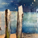 BEACHSCAPE WITH ABANDONED PILINGS BY FRANK GEBHART (1950s)