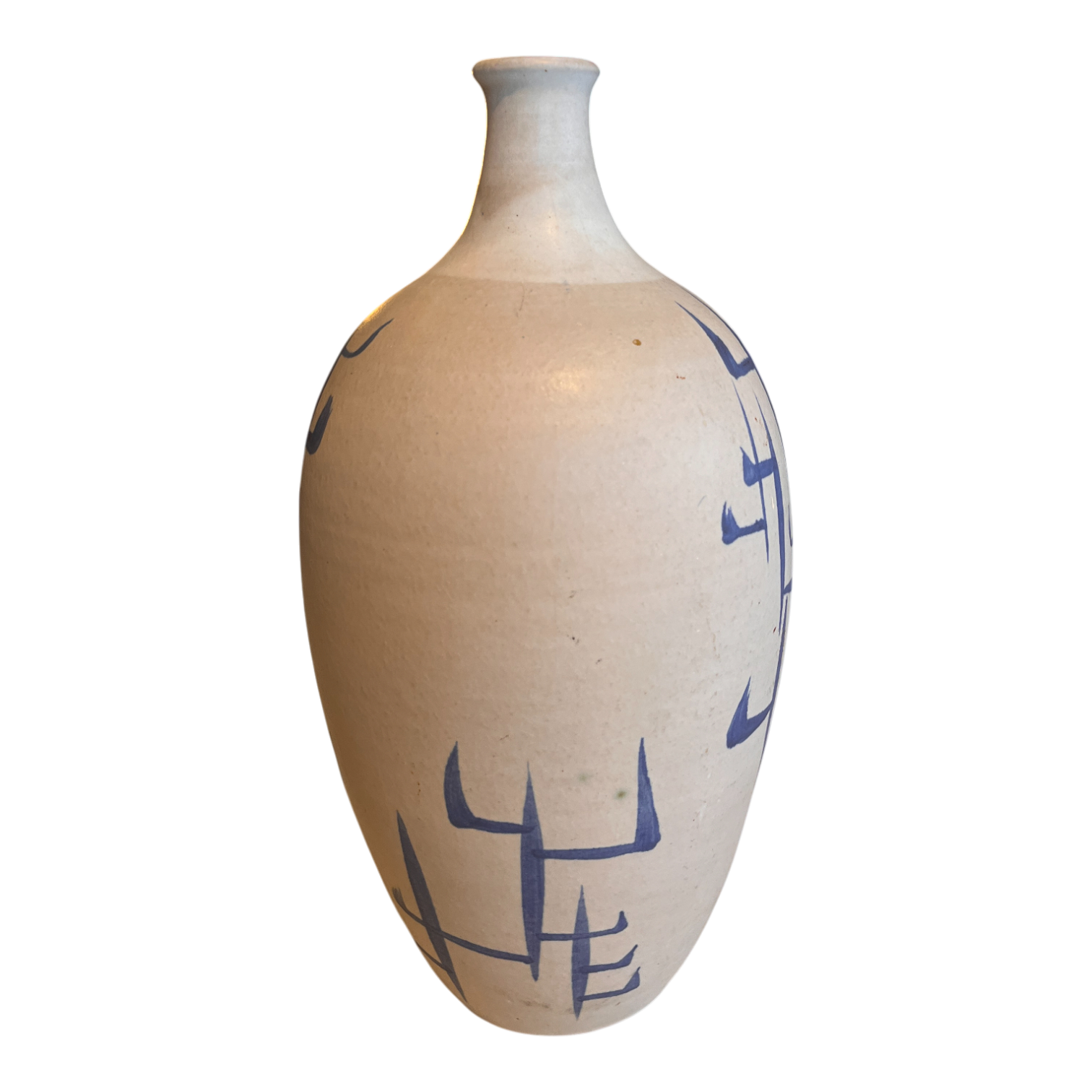 HAND-PAINTED BOTTLE VASE BY AHLSTROM POTTERY OF CALIFORNIA (1950s)