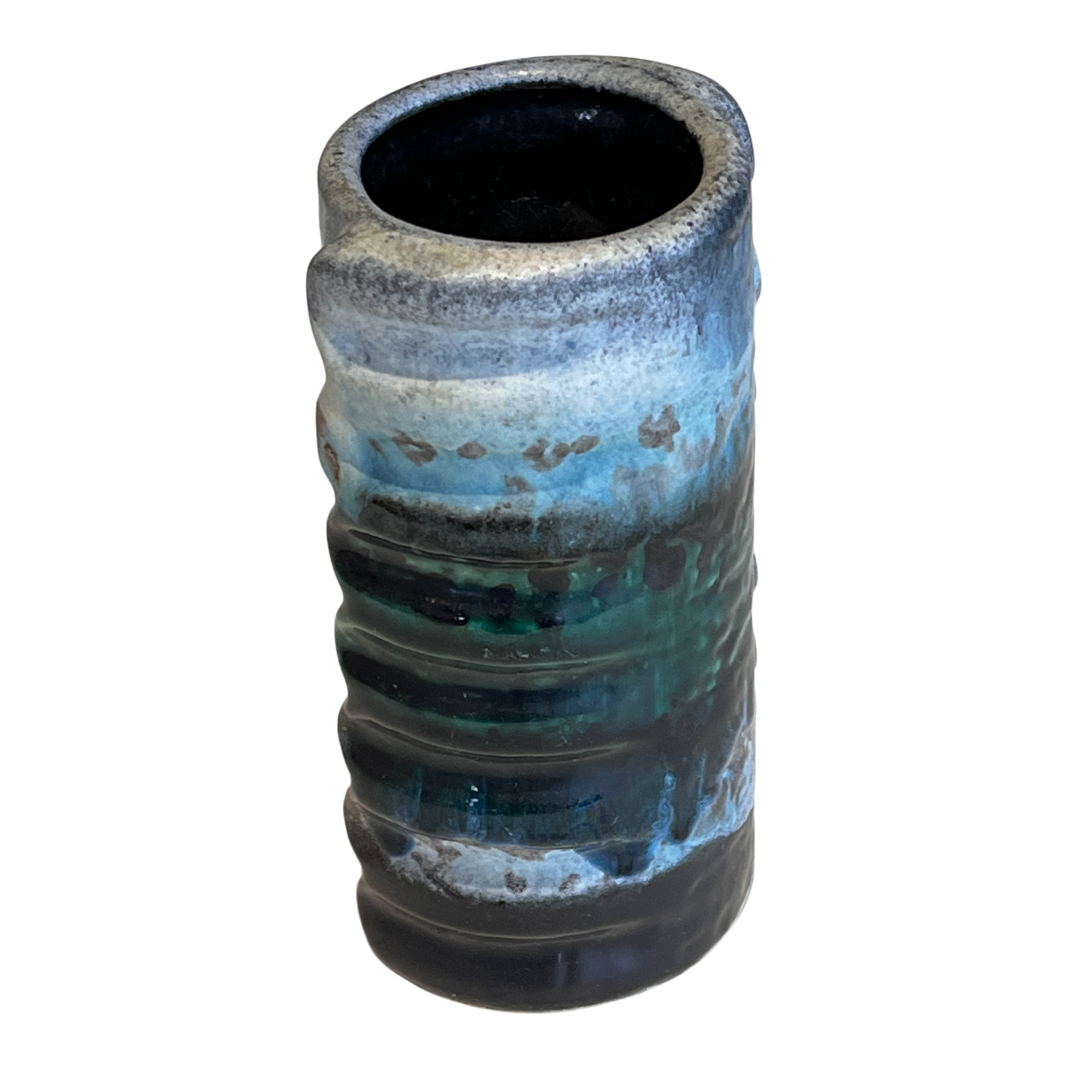 BLUE-GREEN DÜMLER & BREIDEN ‘POLAR’ DÉCOR RELIEF VASE Nr. 24/14