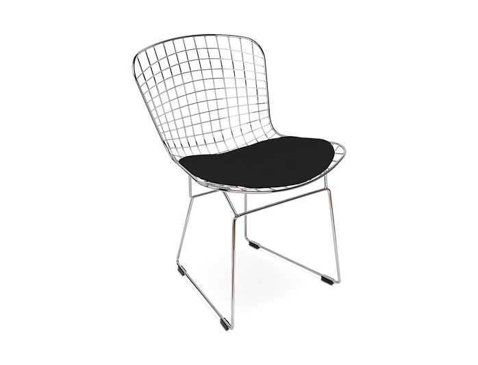 CHROME BERTOIA SIDE CHAIRS WITH FABRIC SEAT PADS FOR KNOLL