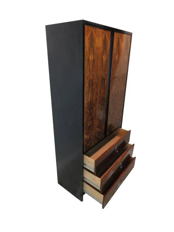 TALL MODERNIST EBONIZED KAS WITH ROSEWOOD DOOR AND DRAWER FRONTS