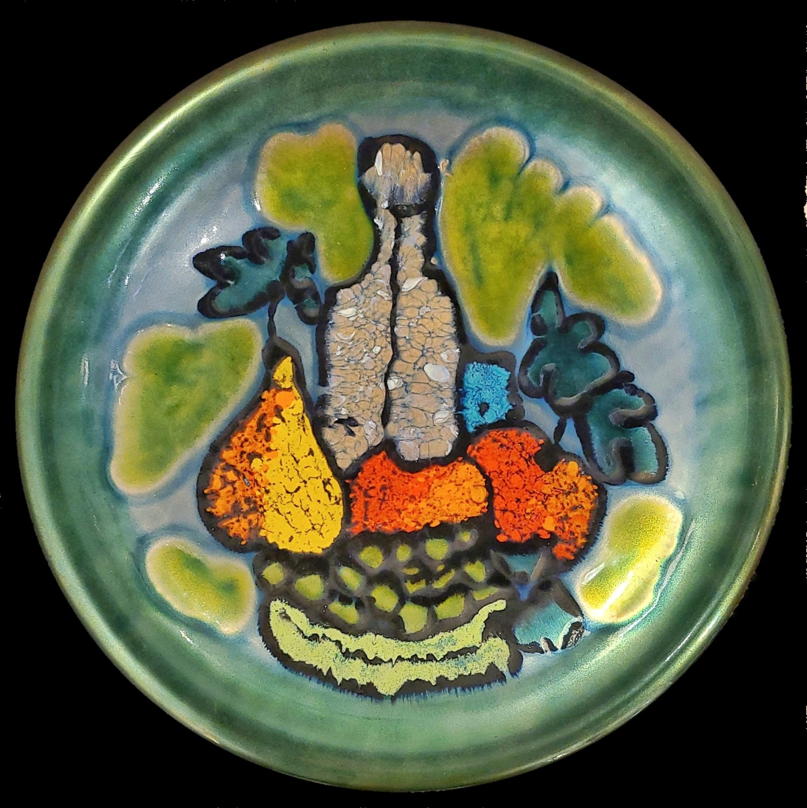 ENAMEL ON COPPER WALL PLATE BY UBALDO CINCIARINI FOR STUDIO CELLINI RAME d'ARTE PESARO
