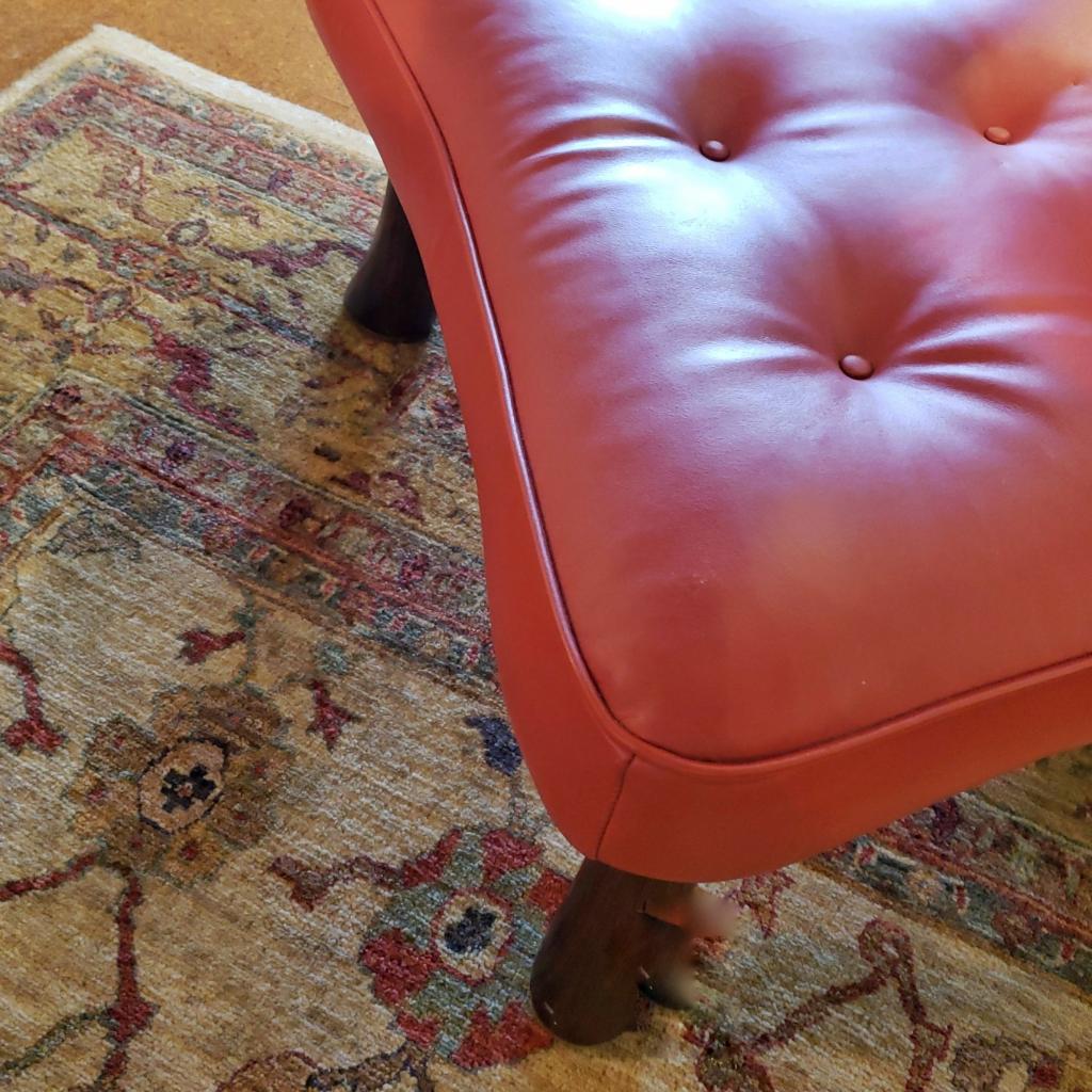 EDWARD WORMLEY LEATHER & ROSEWOOD OTTOMAN FOR DUNBAR