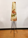 TRIPOD FLOOR LAMP WITH CONICAL FLORAL SHADE BY ARO-LEUCHTEN (GERMANY)