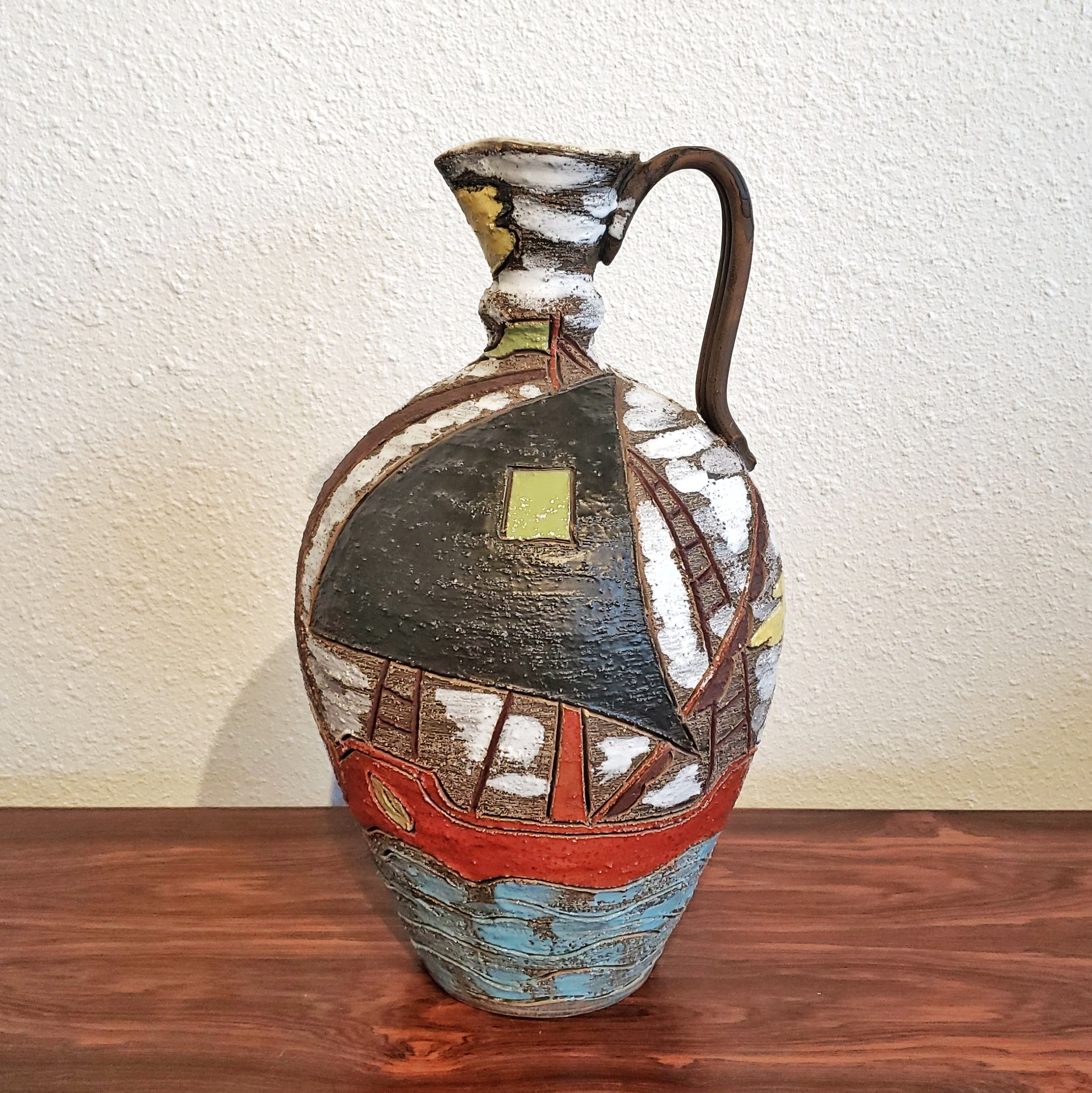 FRATELLI FANCIULLACCI JUG VASE WITH NAUTICAL MOTIF (36 cm)