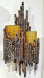 TORCH-CUT BRONZE SCONCE WITH AMBER MURANO GLASS SHADES BY AHLSTRÖM & EHRICH FOR A&E DESIGN
