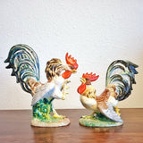 ‘FIGHTING COCKS’ FIGURINES BY URBANO ZACCAGNINI (PAIR)