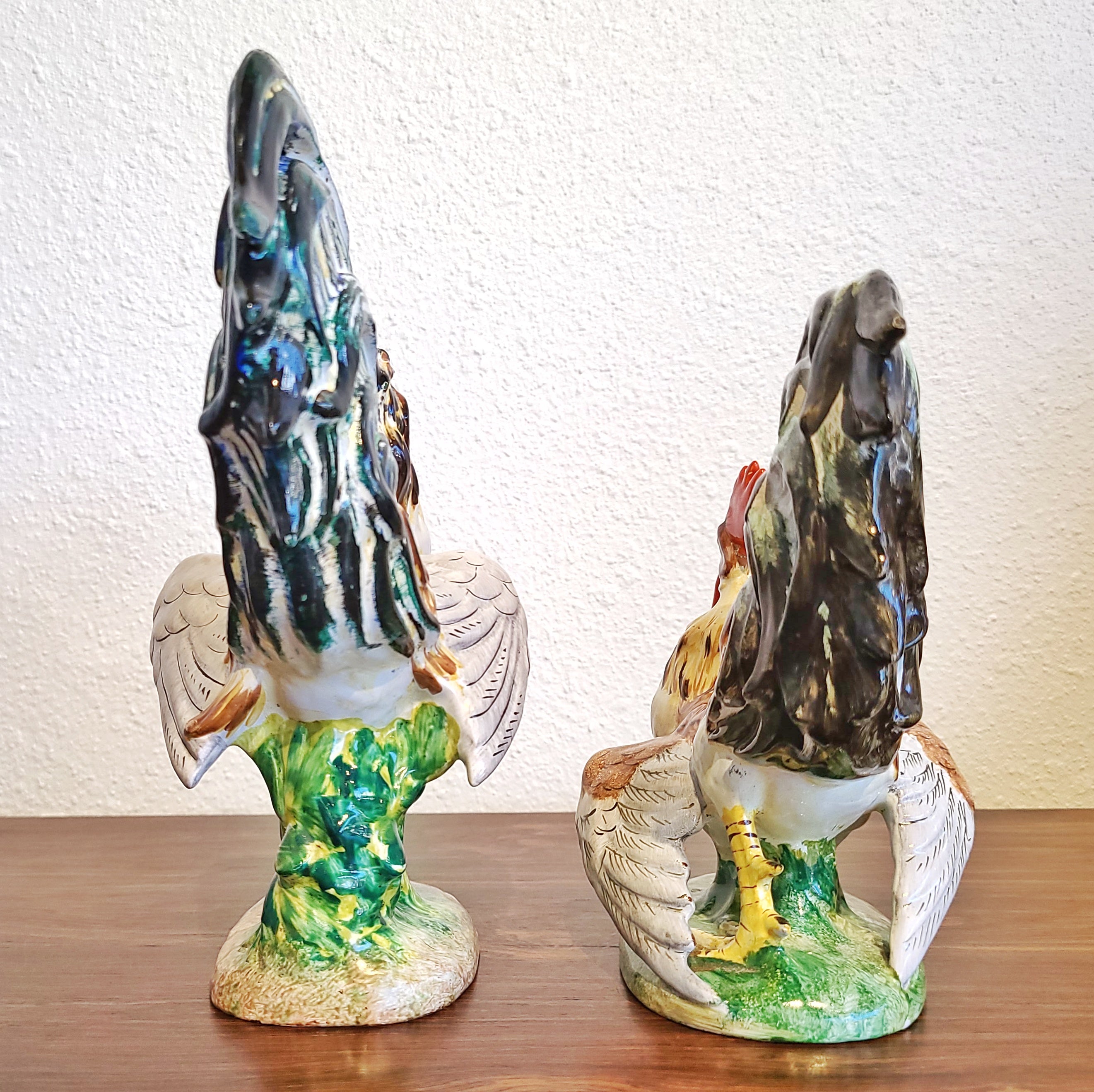 ‘FIGHTING COCKS’ FIGURINES BY URBANO ZACCAGNINI (PAIR)