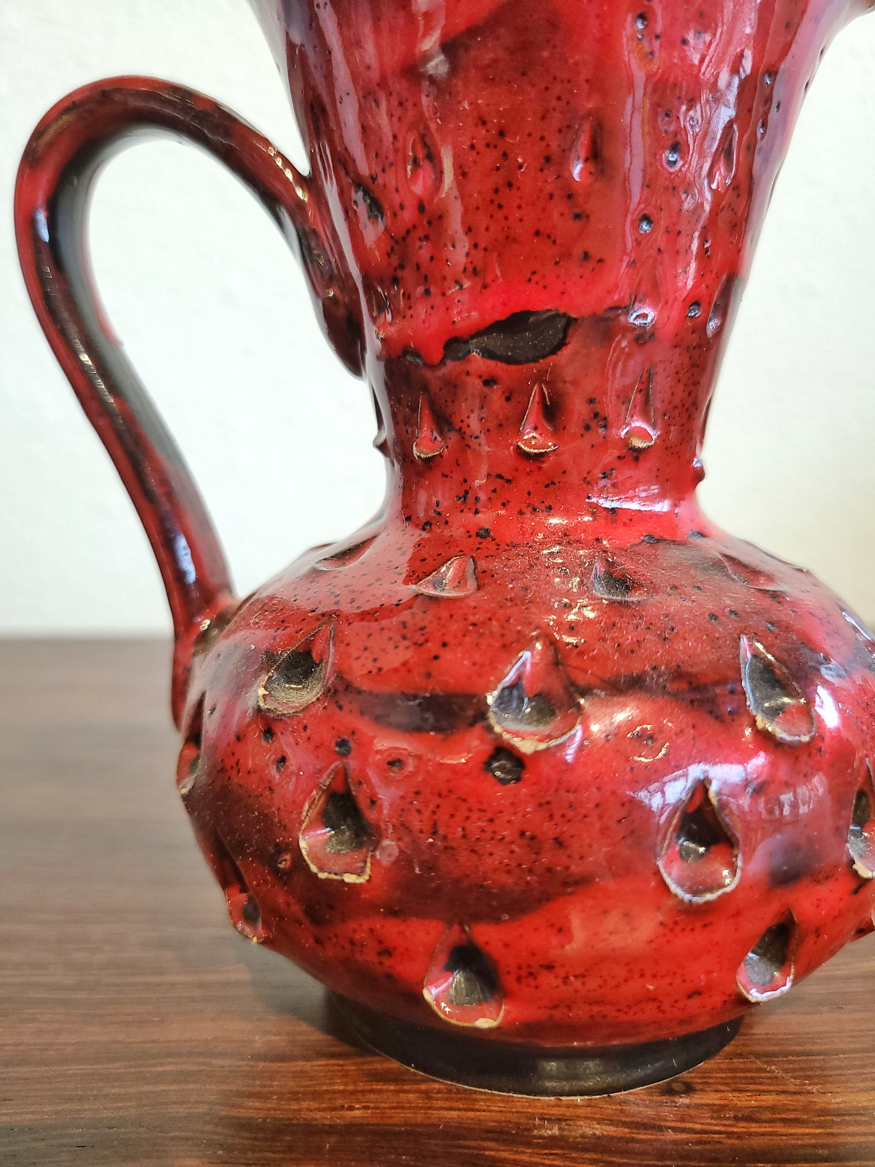 RED ITALIAN ‘COMO’ DÉCOR PITCHER VASE (HANDMADE)