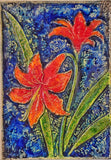 WERNER MESCHEDE ‘AMARYILLIS’ BOTANICAL WALL TILE Nr. 7248 FOR MAJOLIKA KARLSRUHE