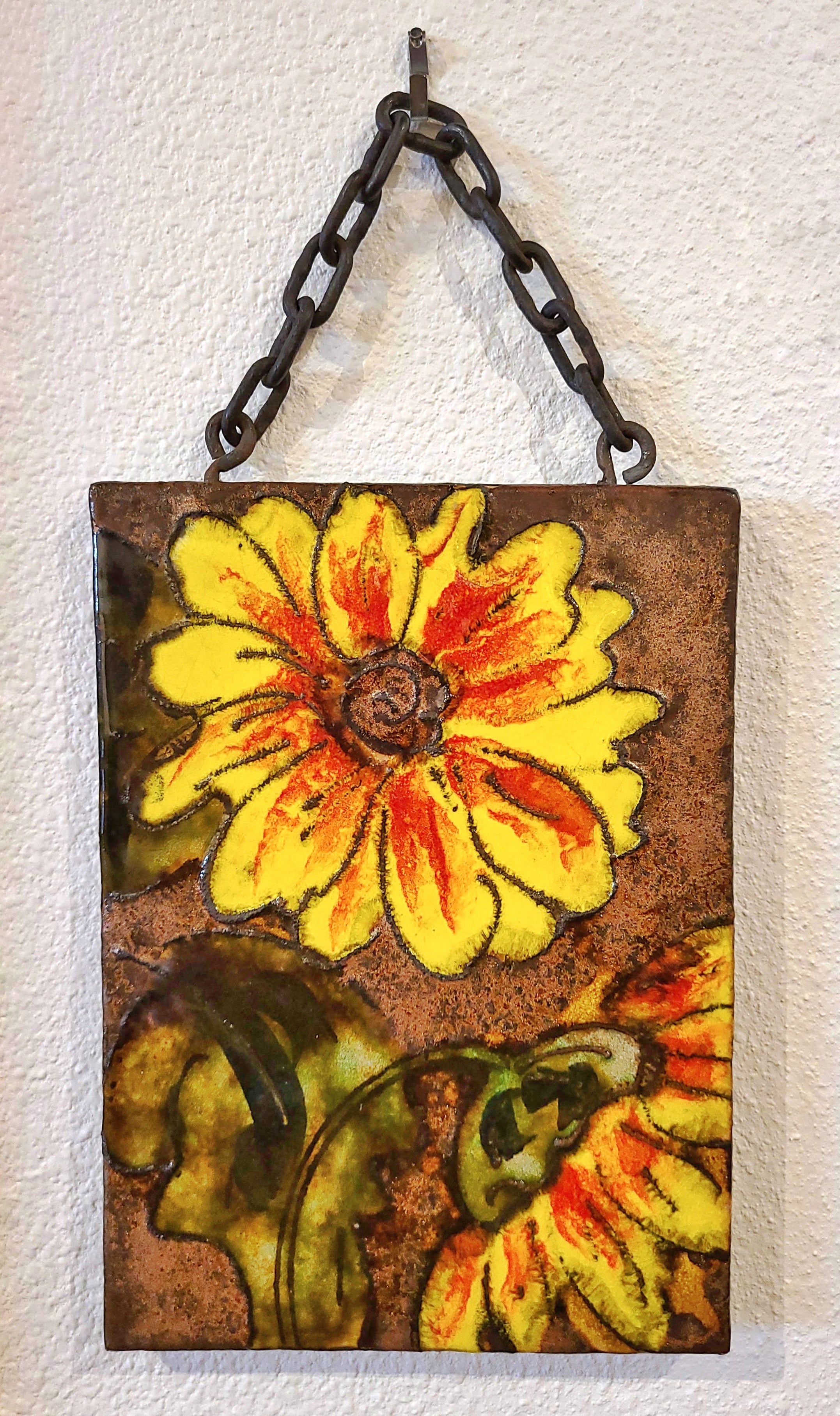 RUSCHA KERAMIK ‘BLUME’ WALL TILE Nr. 763 WITH CHAIN