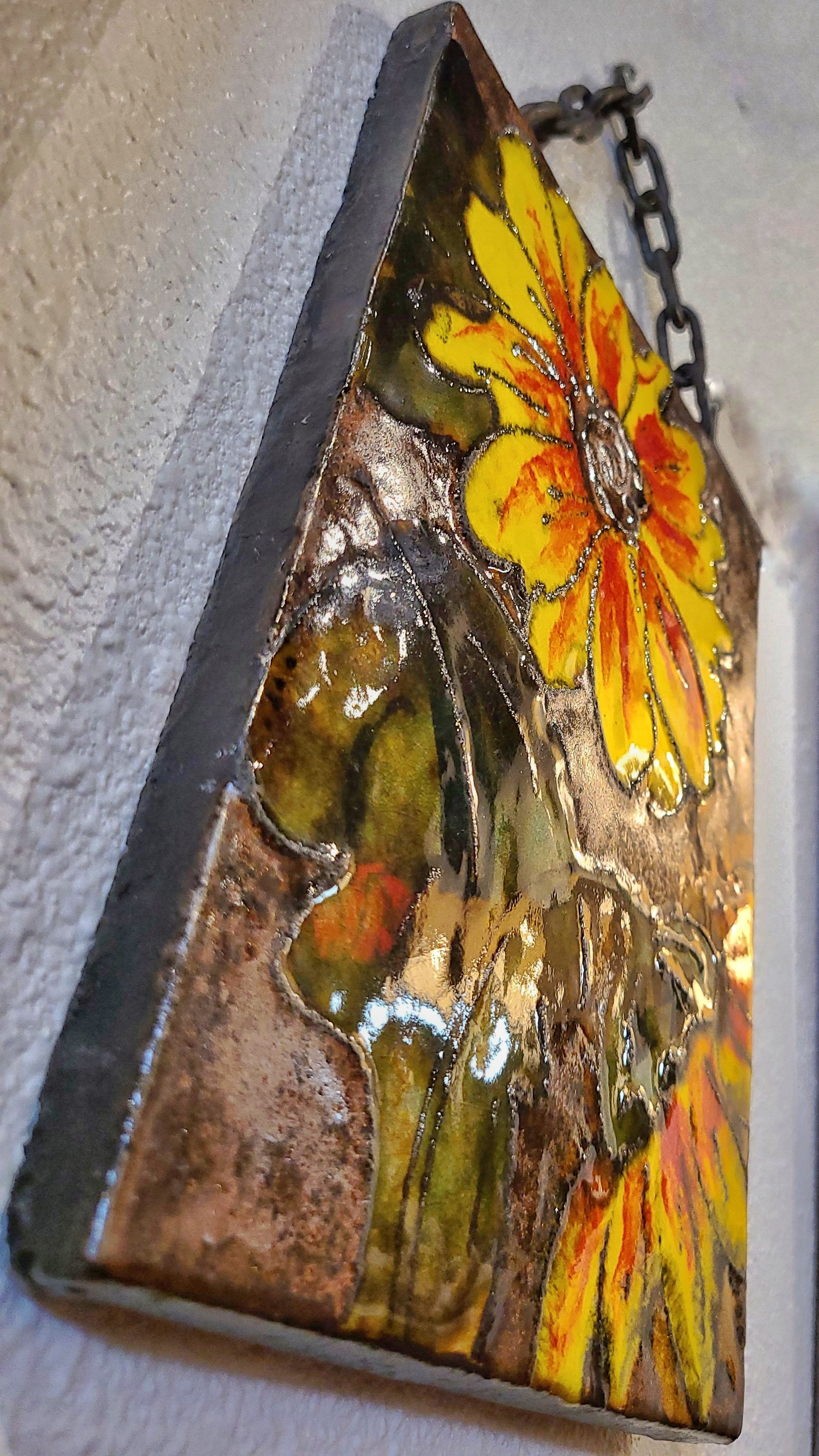RUSCHA KERAMIK ‘BLUME’ WALL TILE Nr. 763 WITH CHAIN