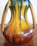 BELGIAN 3-HANDLED ART NOUVEAU DRIP-GLAZE VASE (c. 1900)